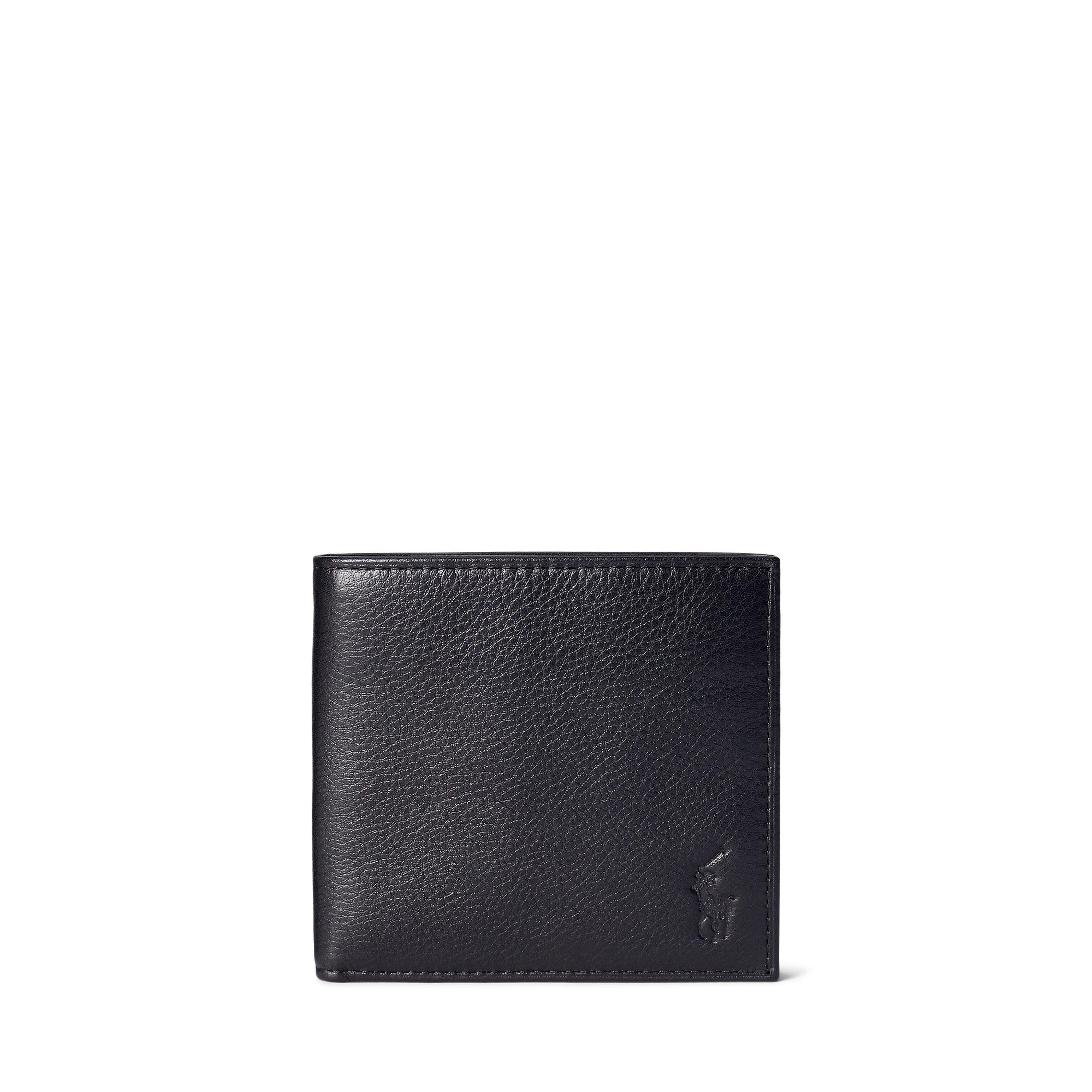 Black - Polo Ralph Lauren - Mens Pebble Leather Billfold Wallet - 1