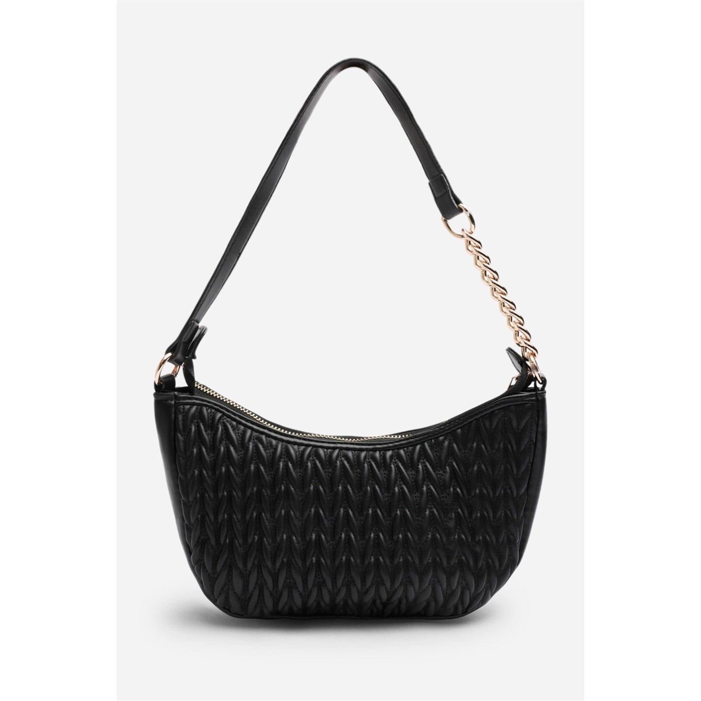 Zwart - Wheres That From - Quilted Crescent Shoulder Bag in Chain Detail - 3