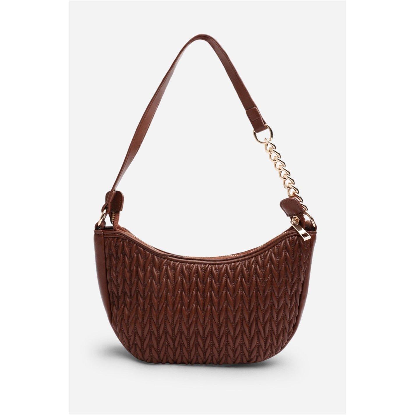 Smeđa - Wheres That From - Wheres Quilted Crescent Shoulder Bag in Chain Detail - 3