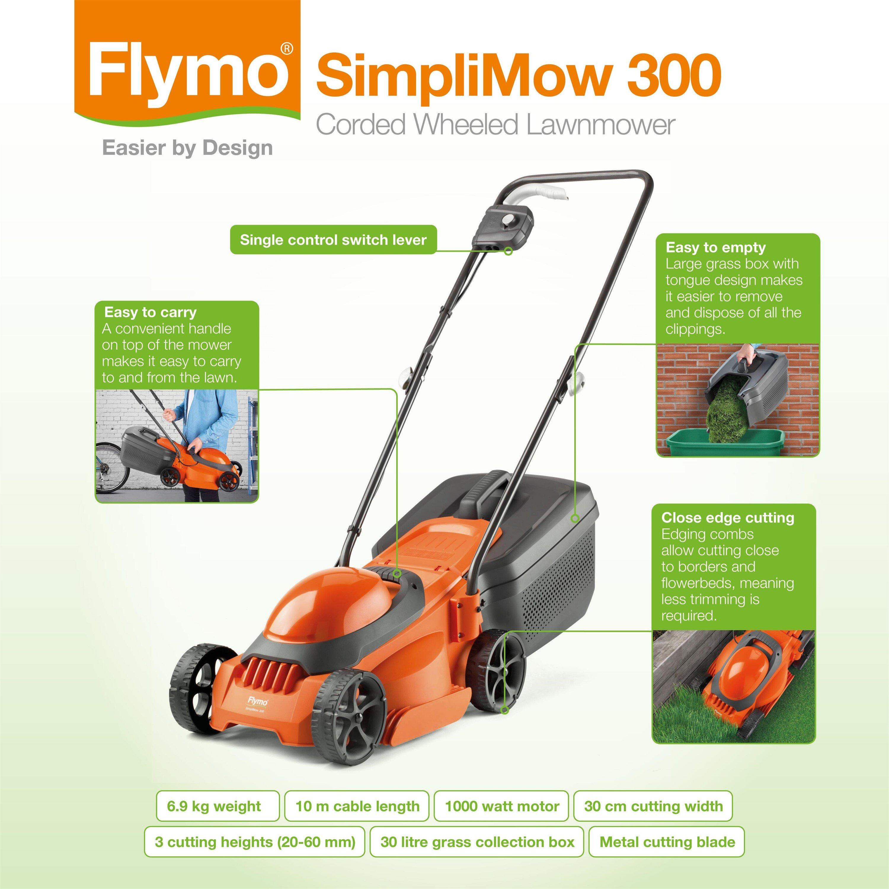 ORANGE - Flymo - SimpliMow 300 Electric Corded Rotary Lawnmower and Grass Trimmer Twin Pack - 2