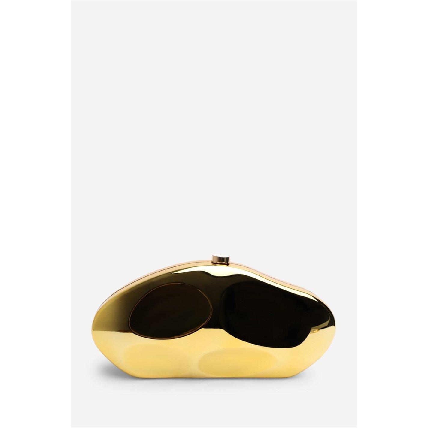 Gold - Wheres That From - Sculpted Evening Clutch Bag - 3