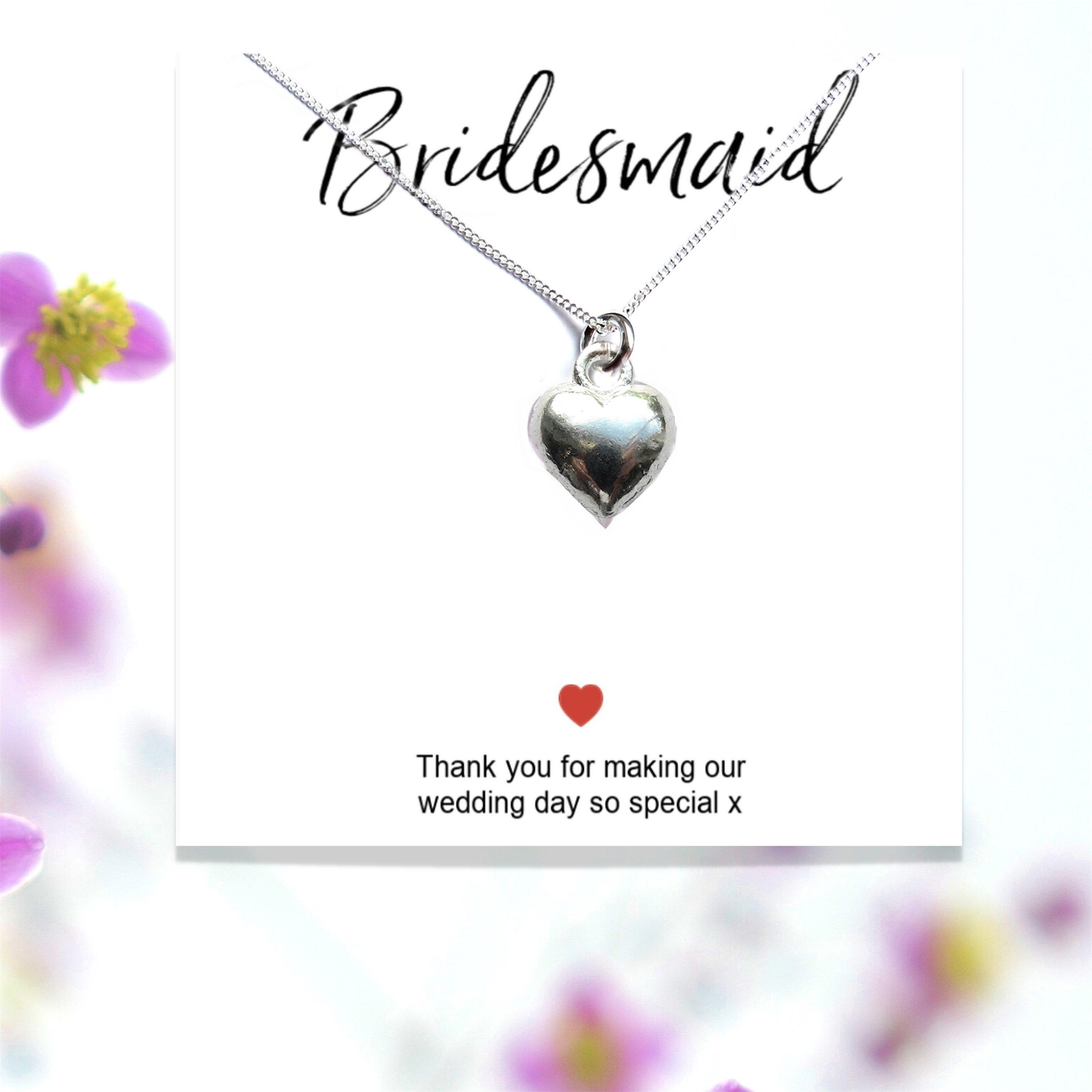Silver - Aye Do Gifts - Bridesmaids Heart Necklace msg cd 00602-CDSS-NKhrt - 1