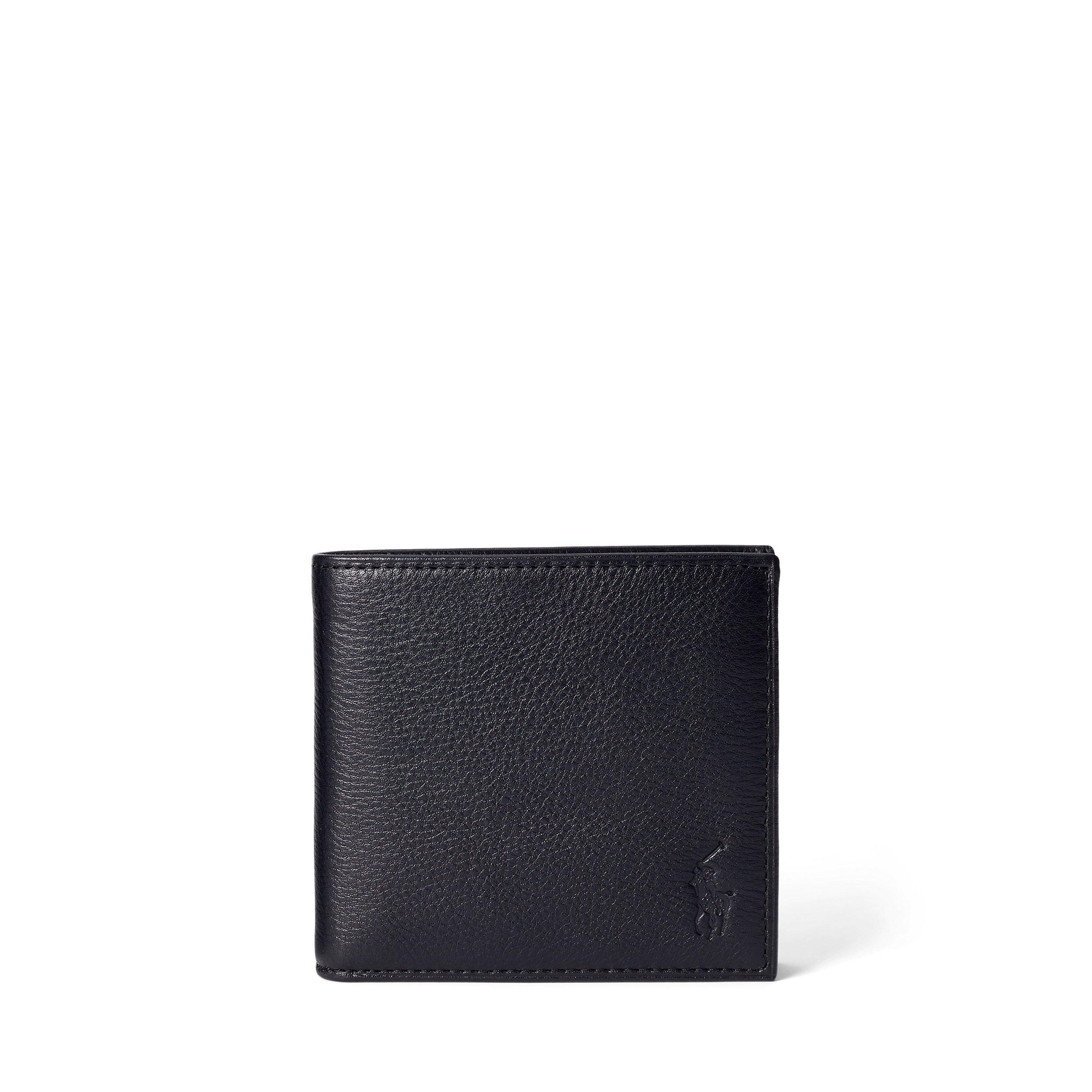 Black - Polo Ralph Lauren - Mens Pebble Leather Billfold Coin Wallet - 1