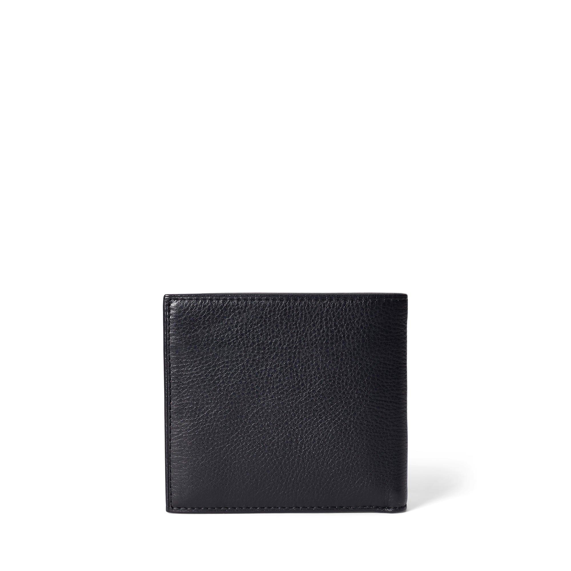 Black - Polo Ralph Lauren - Mens Pebble Leather Billfold Coin Wallet - 2