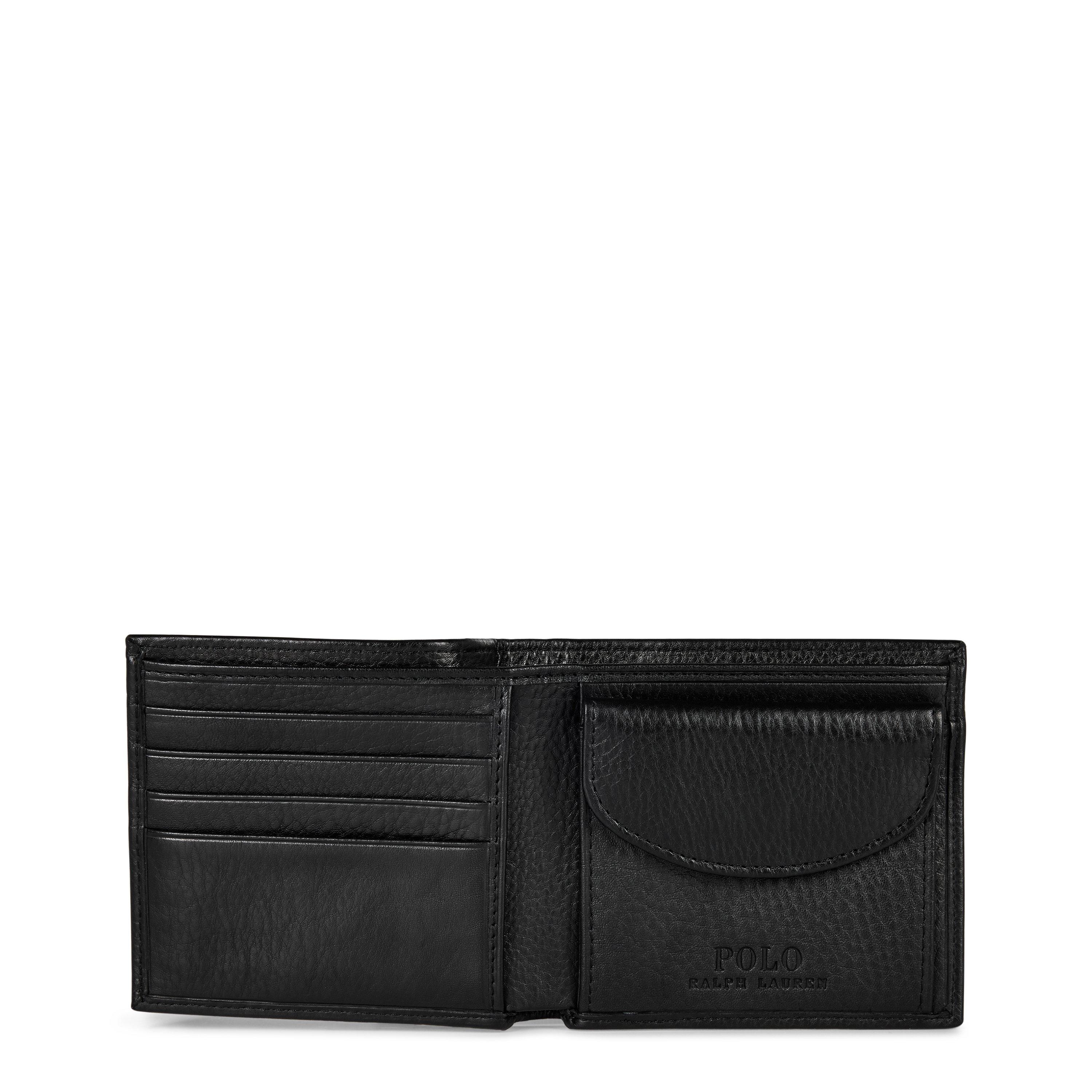 Black - Polo Ralph Lauren - Mens Pebble Leather Billfold Coin Wallet - 3