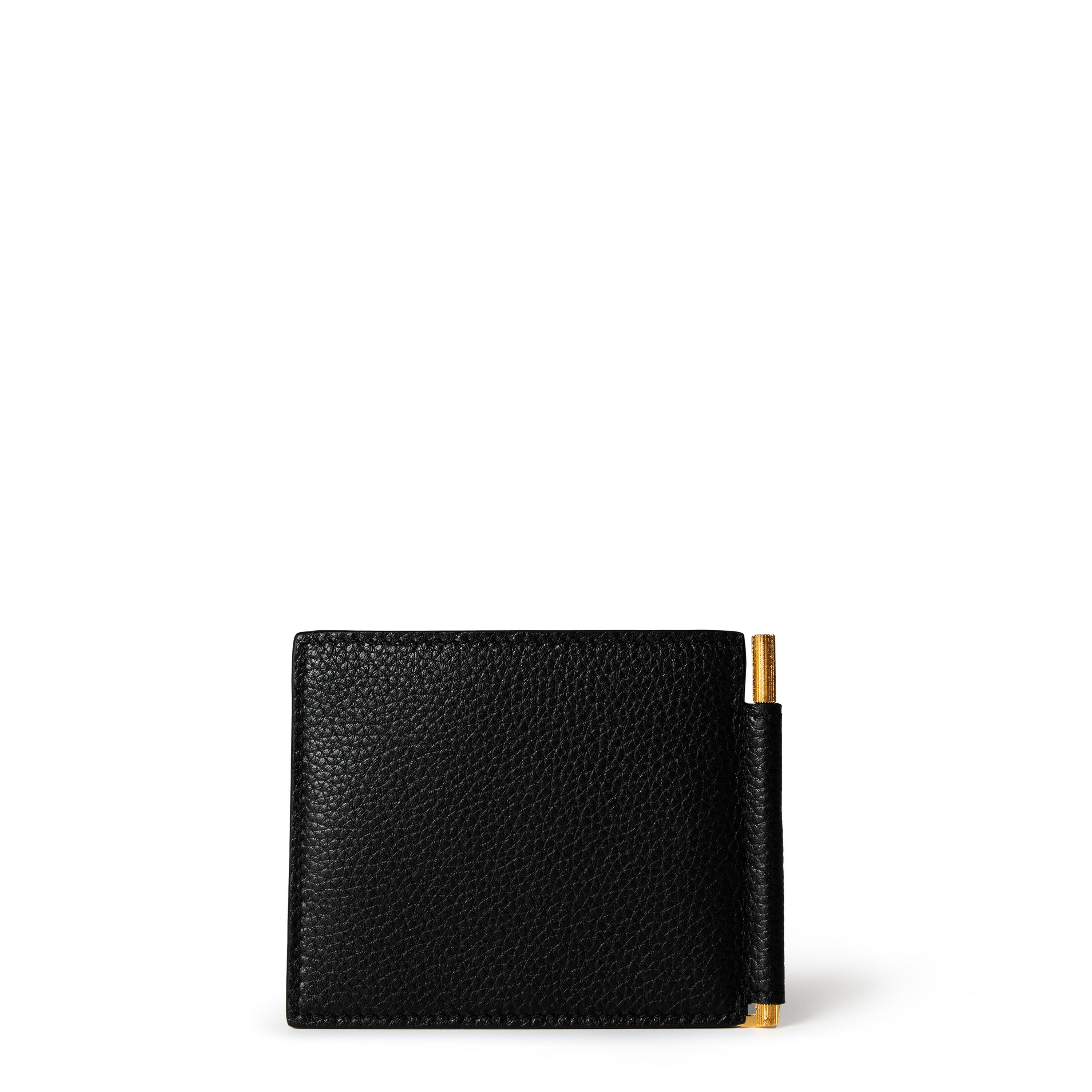 Black/Gold - Tom Ford - Grain Soft Metal Clip Cardholder - 2