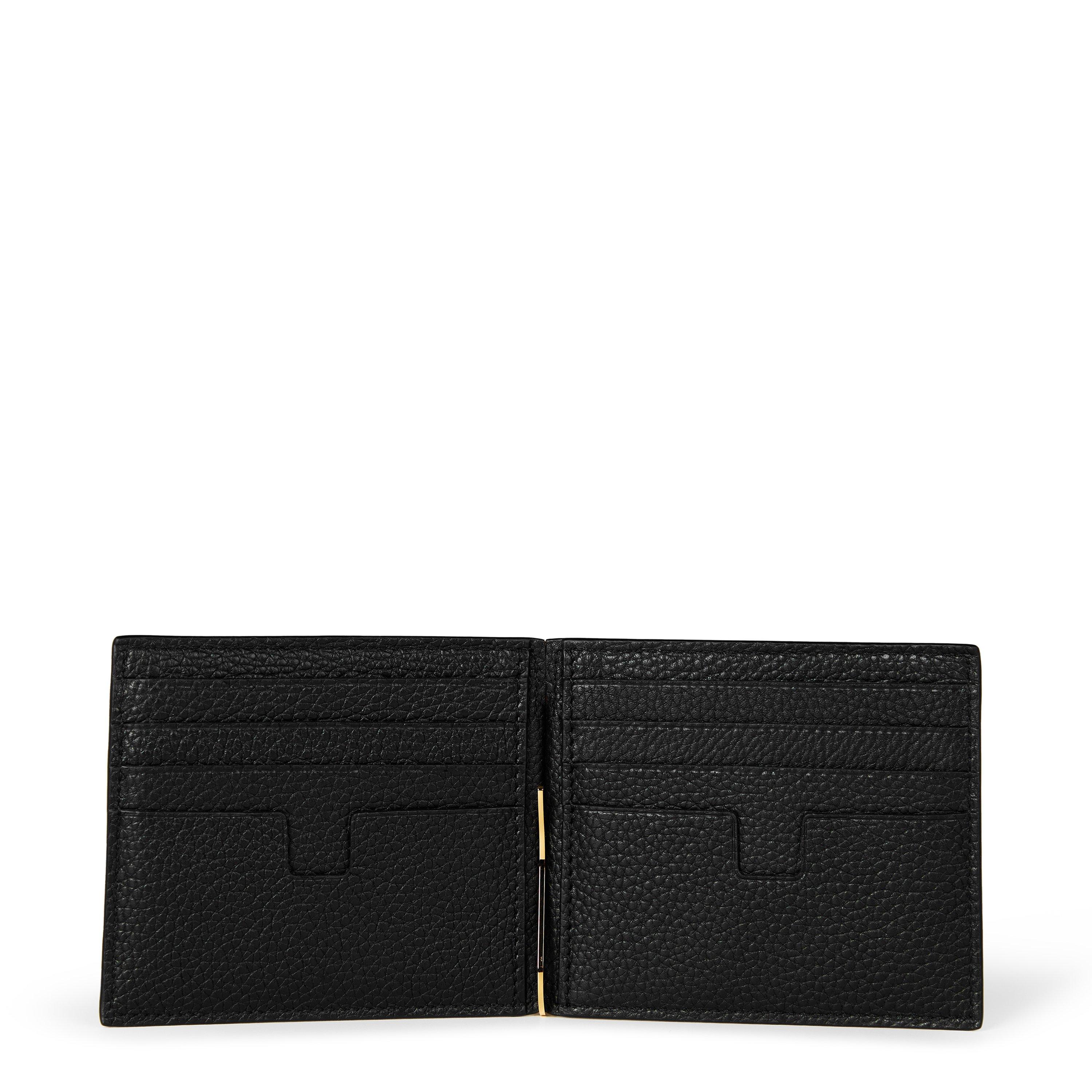 Black/Gold - Tom Ford - Grain Soft Metal Clip Cardholder - 3
