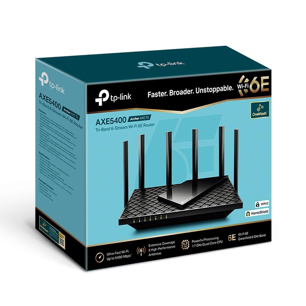 Zwart - TP-Link - Archer AXE75 V1 - wireless router - Wi-Fi 6 - desktop - 4