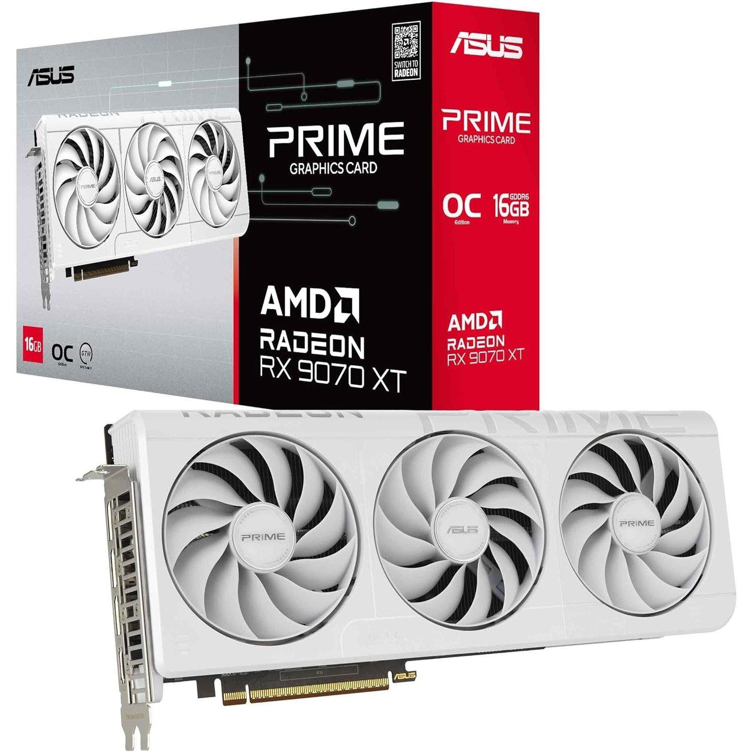 Black - ASUS - ASUS Prime Radeon RX 9070 XT White OC Edition 16GB GDDR6 Gaming Graphics Card - 1