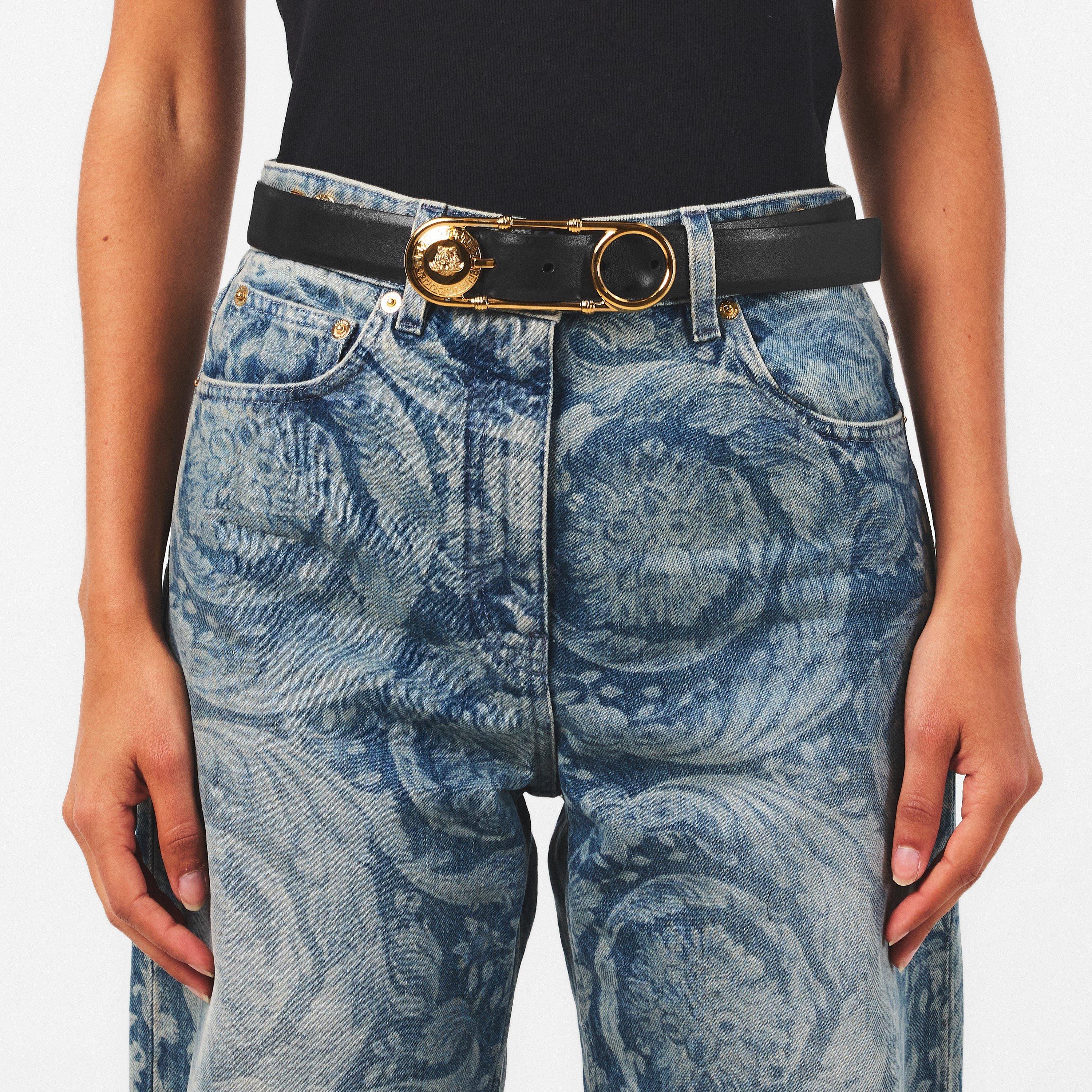 Black - Versace - Women's Leather Belt - 3