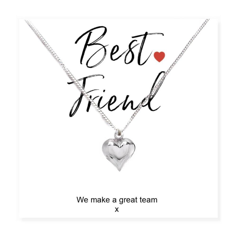 Silver - Aye Do Gifts - Best Friend Heart Charm Necklace & Card 608-CD-NKh - 1