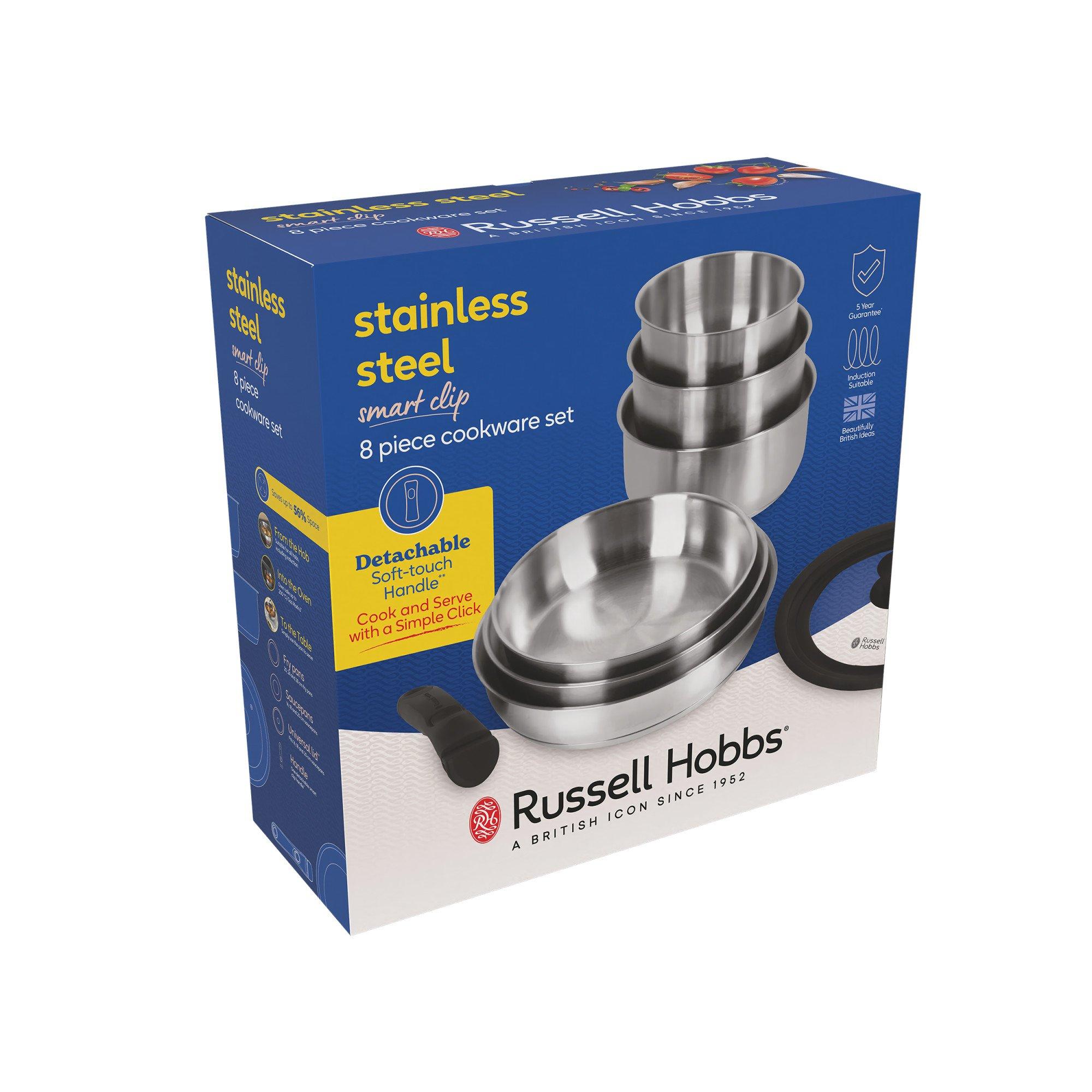 Argento - Russell Hobbs - 8-Piece Cookware Set – Detachable Clip-On Handles - 2