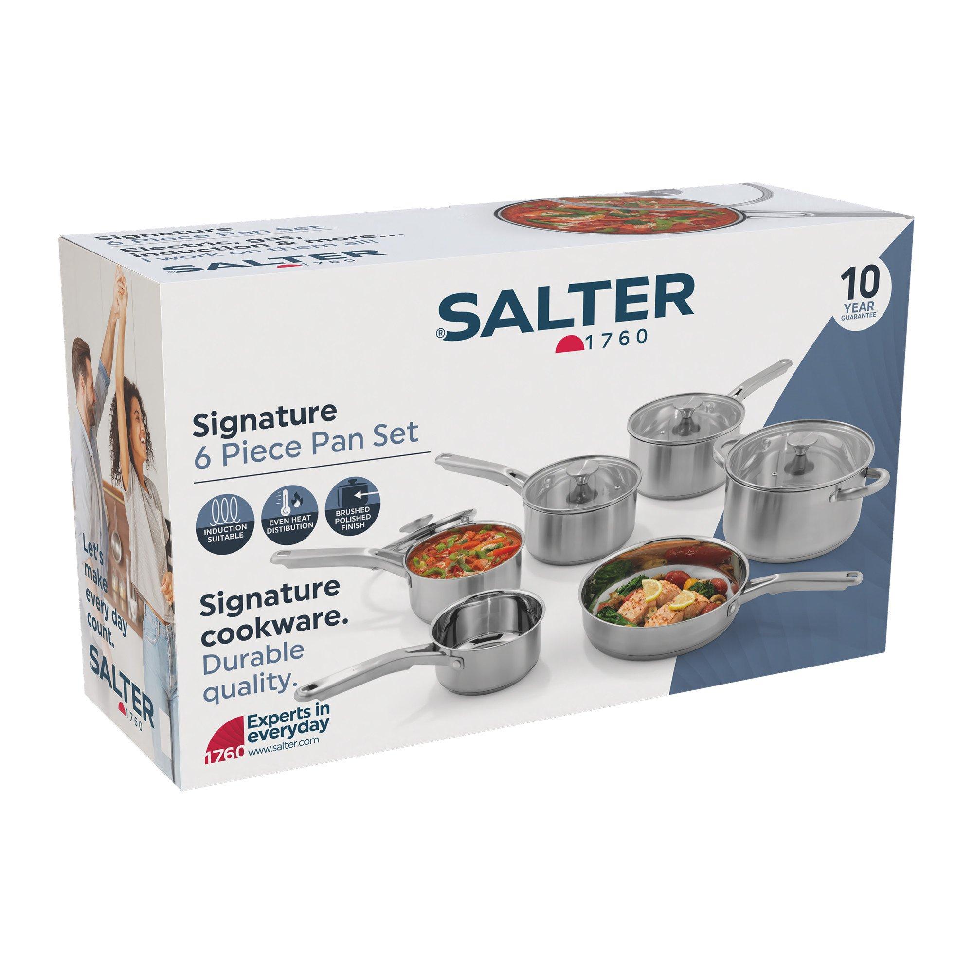 Silver - Salter - Signature 6 Piece Stainless Steel Pan Set - 2
