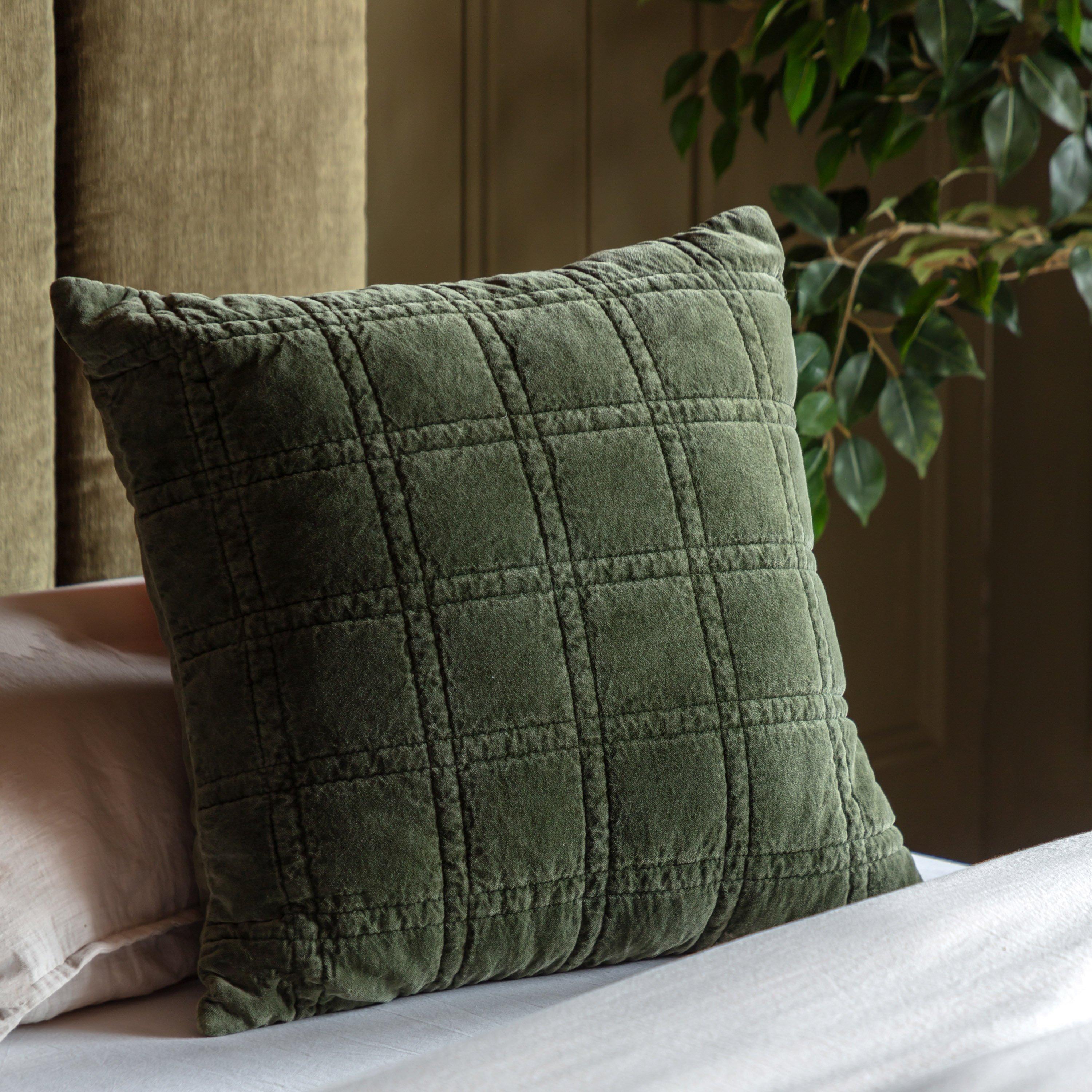Cotton Velvet Quilted Bed Cushion