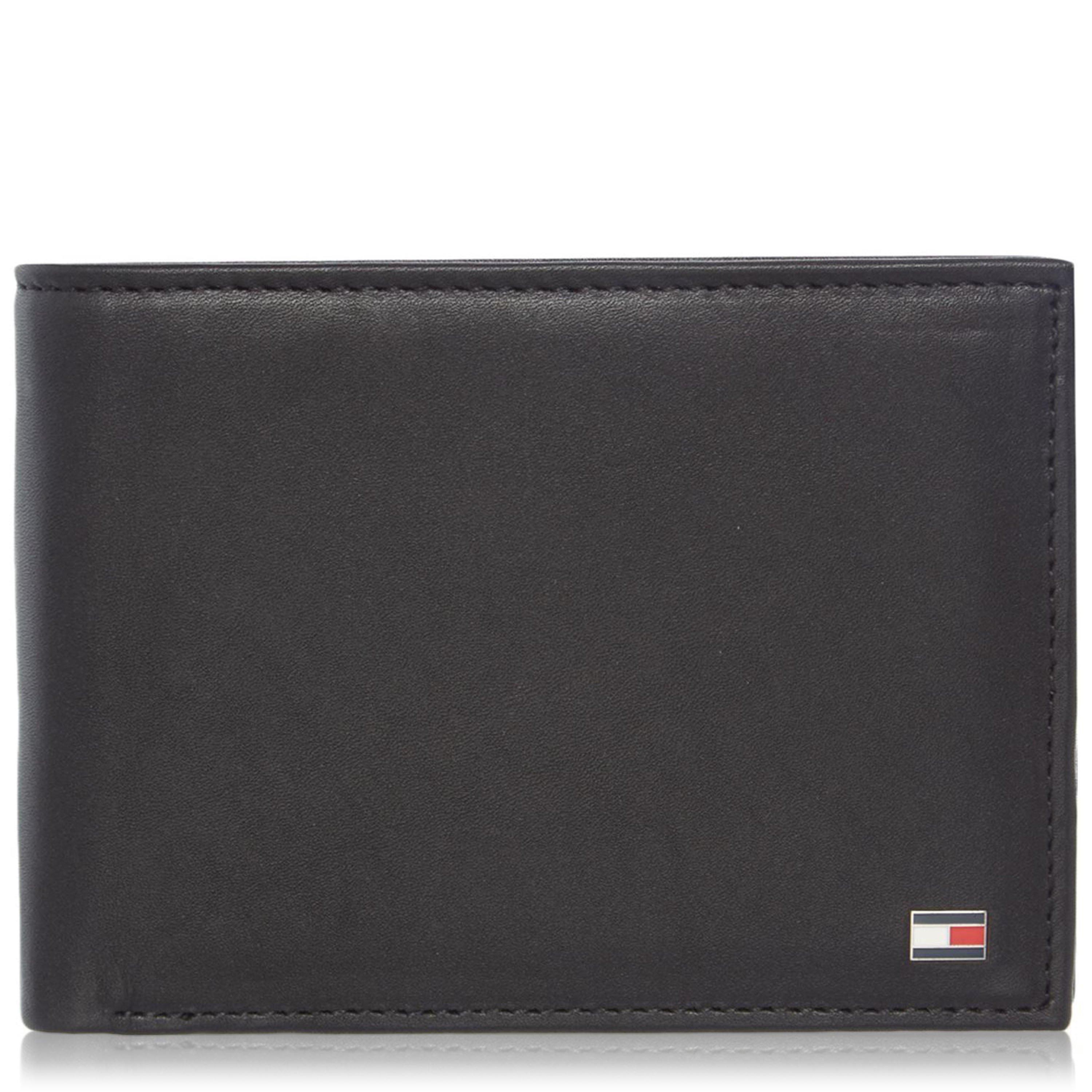 Tommy Hilfiger Men's Black Eton Bifold Coin Pocket Leather Wallet