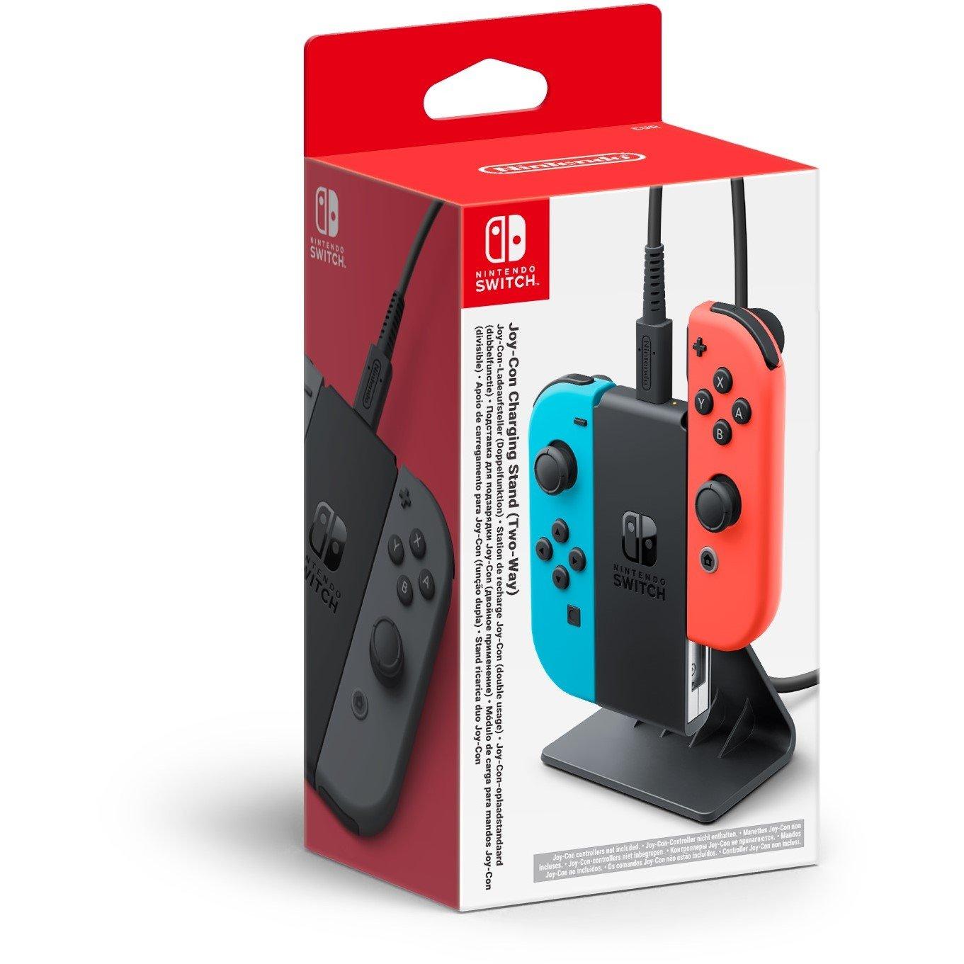 Black - Nintendo - Joy Con Two-Way Stand Charging and Cables - 1