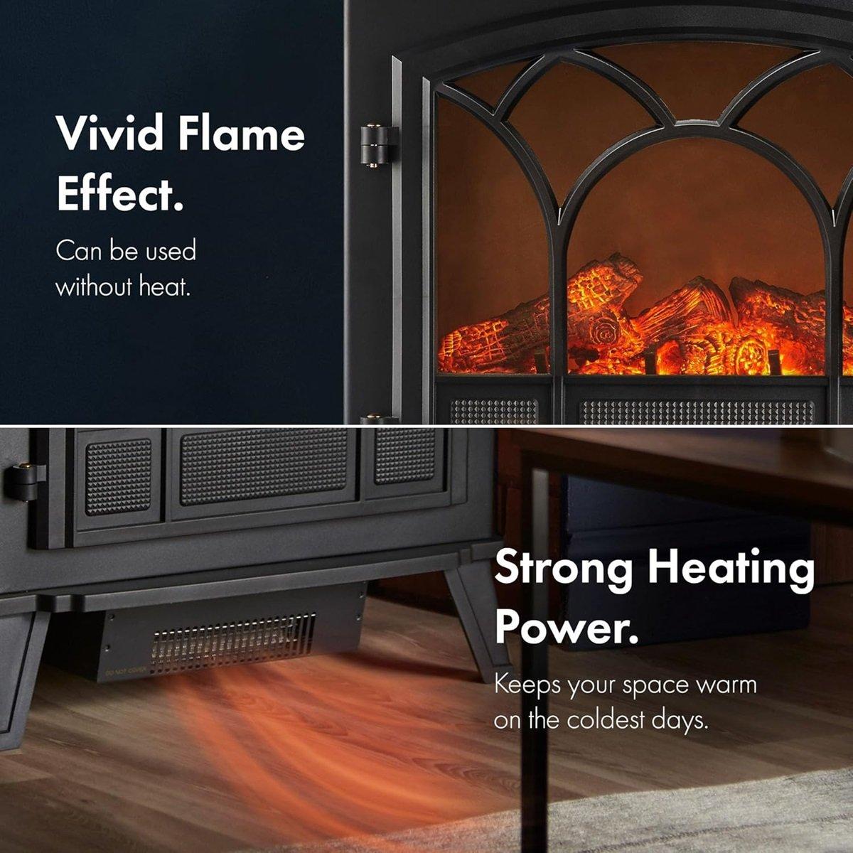 Black - VonHaus - 1850W Large Black Stove Heater - 3