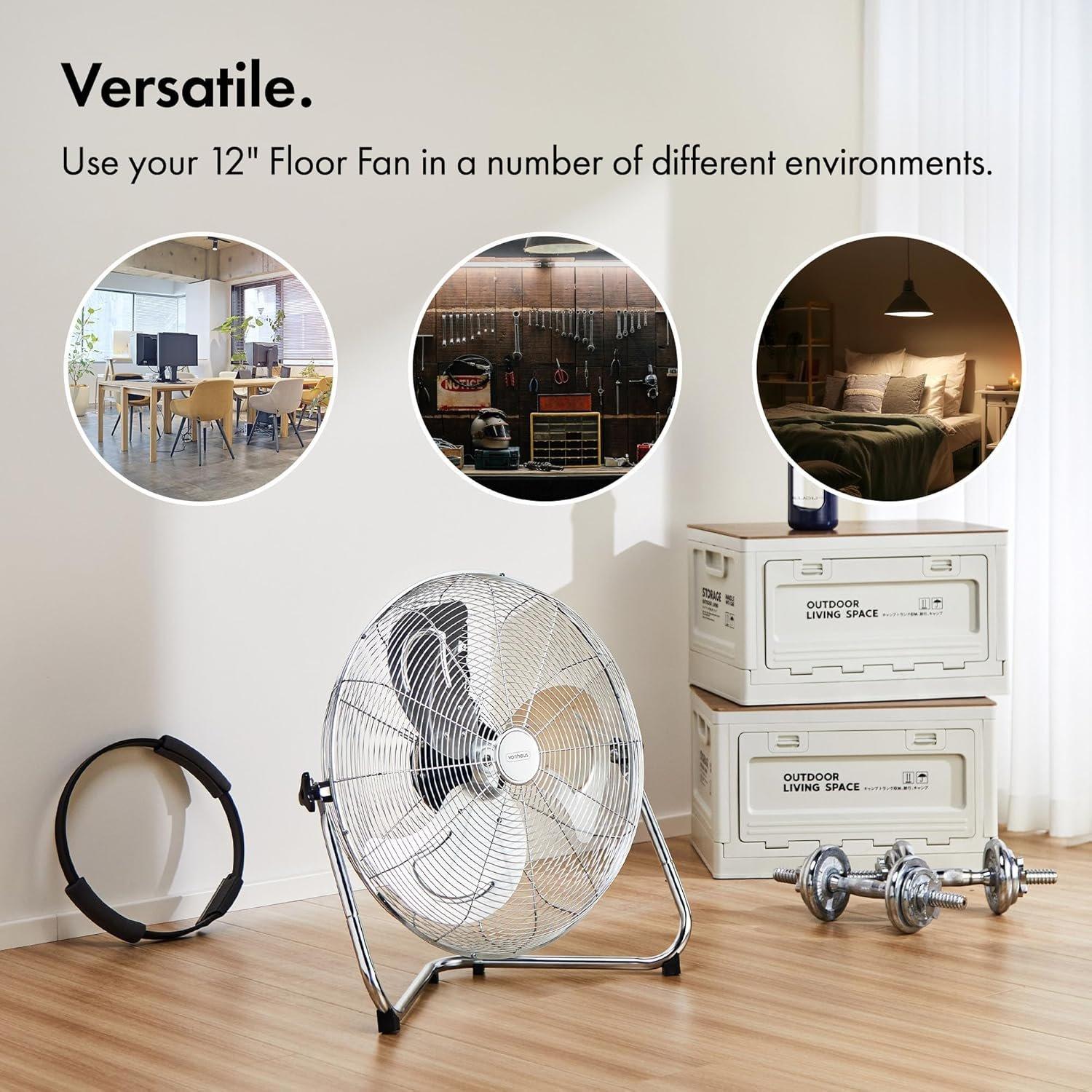 Silver - VonHaus - VonHaus Floor Fan  – 3 Speeds Stand Included - 2