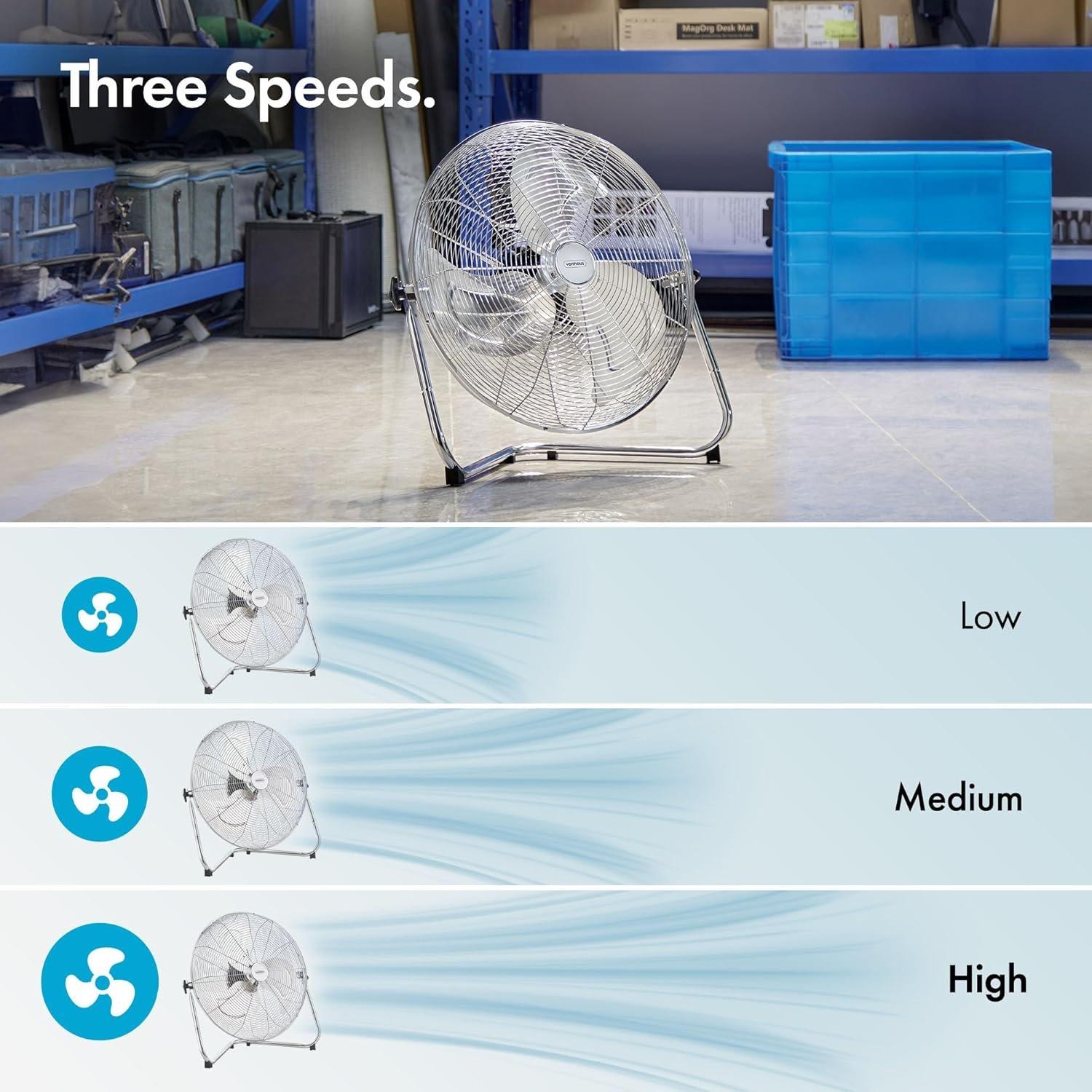 Silver - VonHaus - VonHaus Floor Fan  – 3 Speeds Stand Included - 3