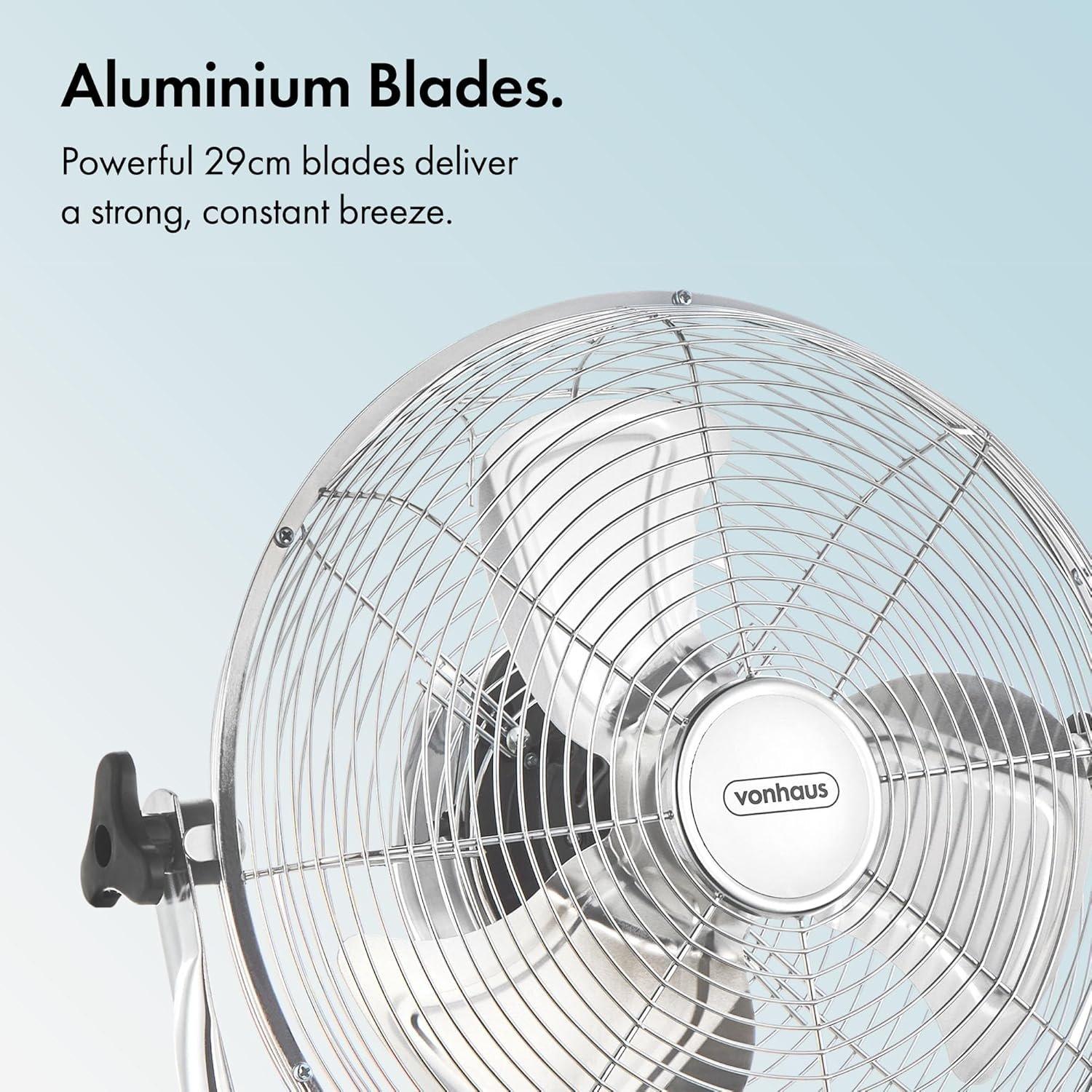 Silver - VonHaus - VonHaus Floor Fan  – 3 Speeds Stand Included - 7