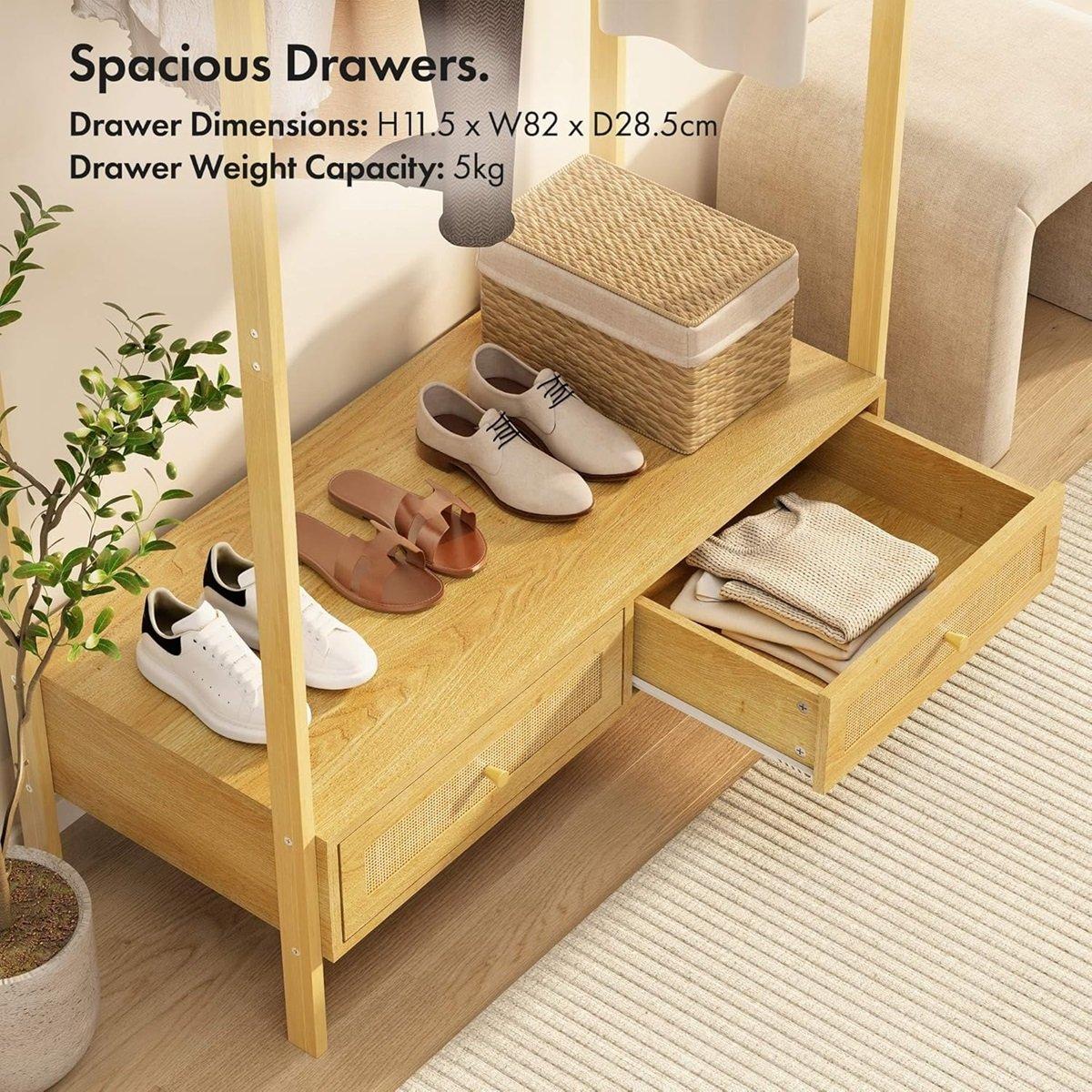 Beige - VonHaus - Sienna Rattan Clothes Rail - 3