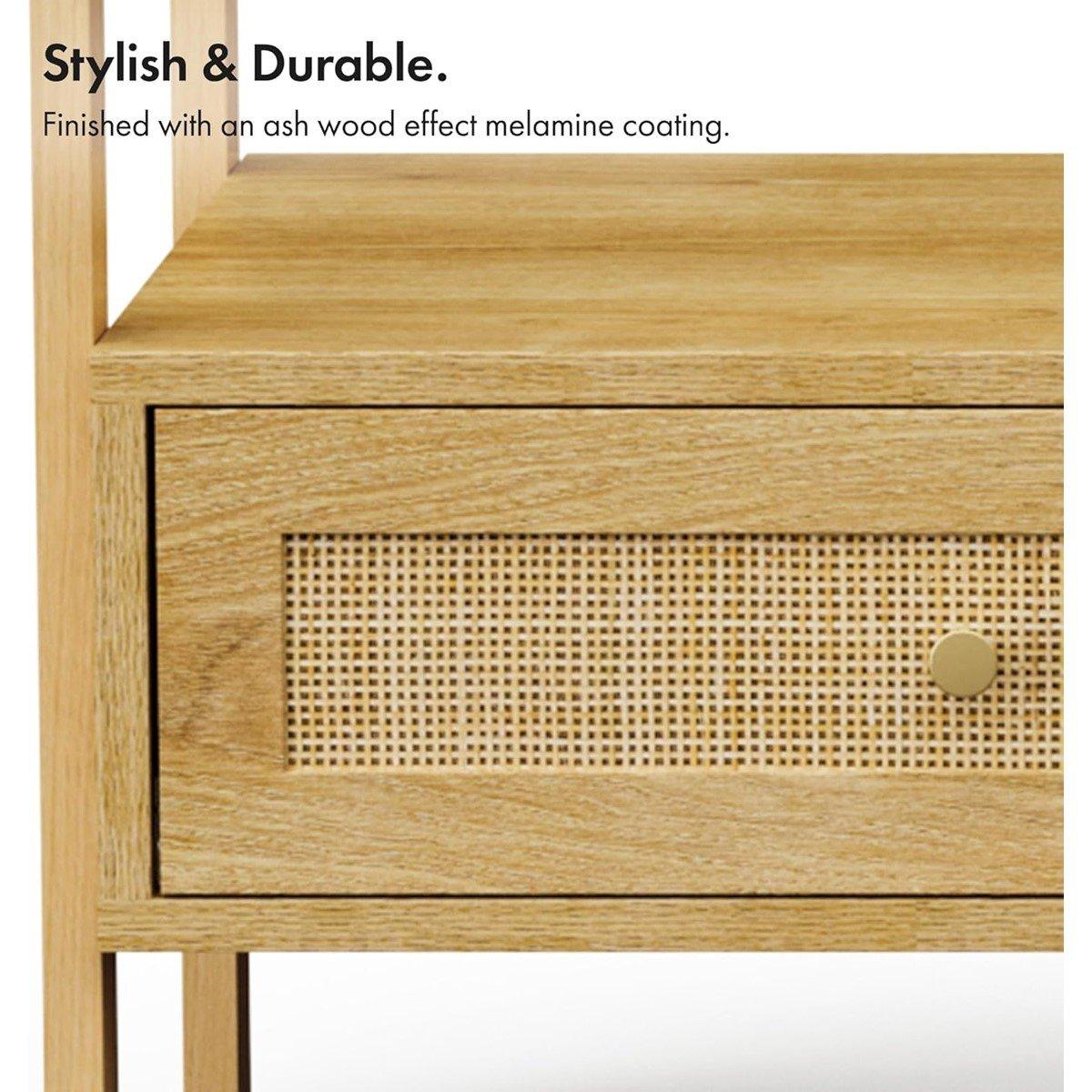 Beige - VonHaus - Sienna Rattan Clothes Rail - 5