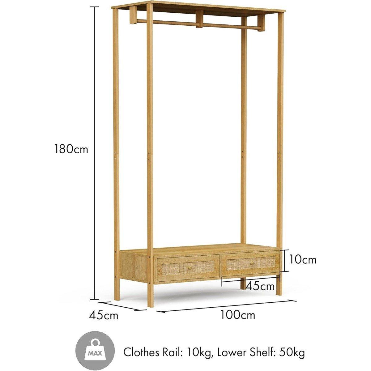 Beige - VonHaus - Sienna Rattan Clothes Rail - 7