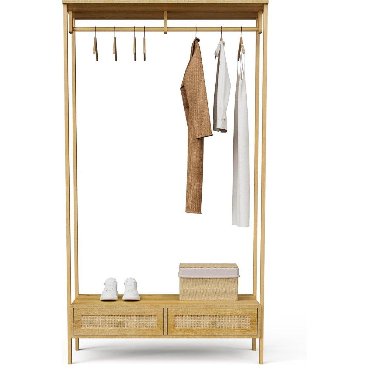 Beige - VonHaus - Sienna Rattan Clothes Rail - 8