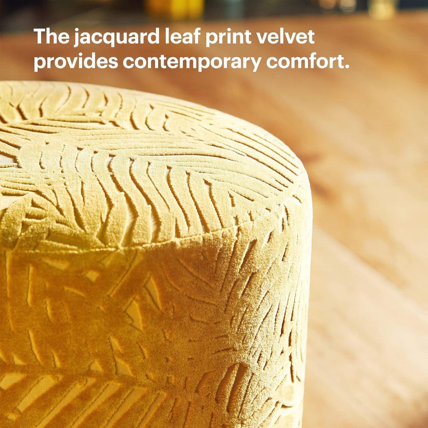 Yellow - VonHaus - Beautify Velvet Foot Stool Mustard Round Footrest - 5