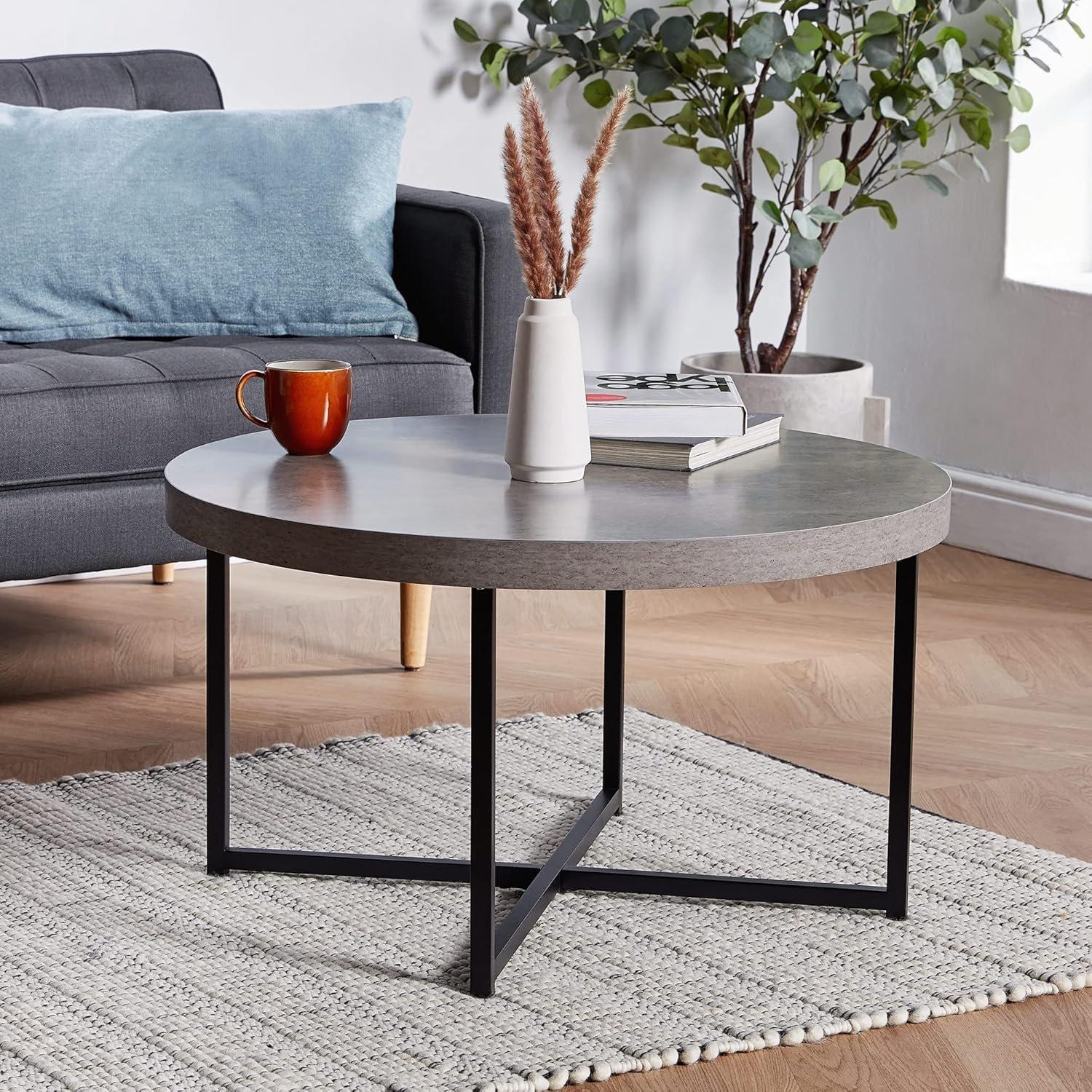 Grey - VonHaus - VonHaus Concrete Look Coffee Table for Living Room - 2
