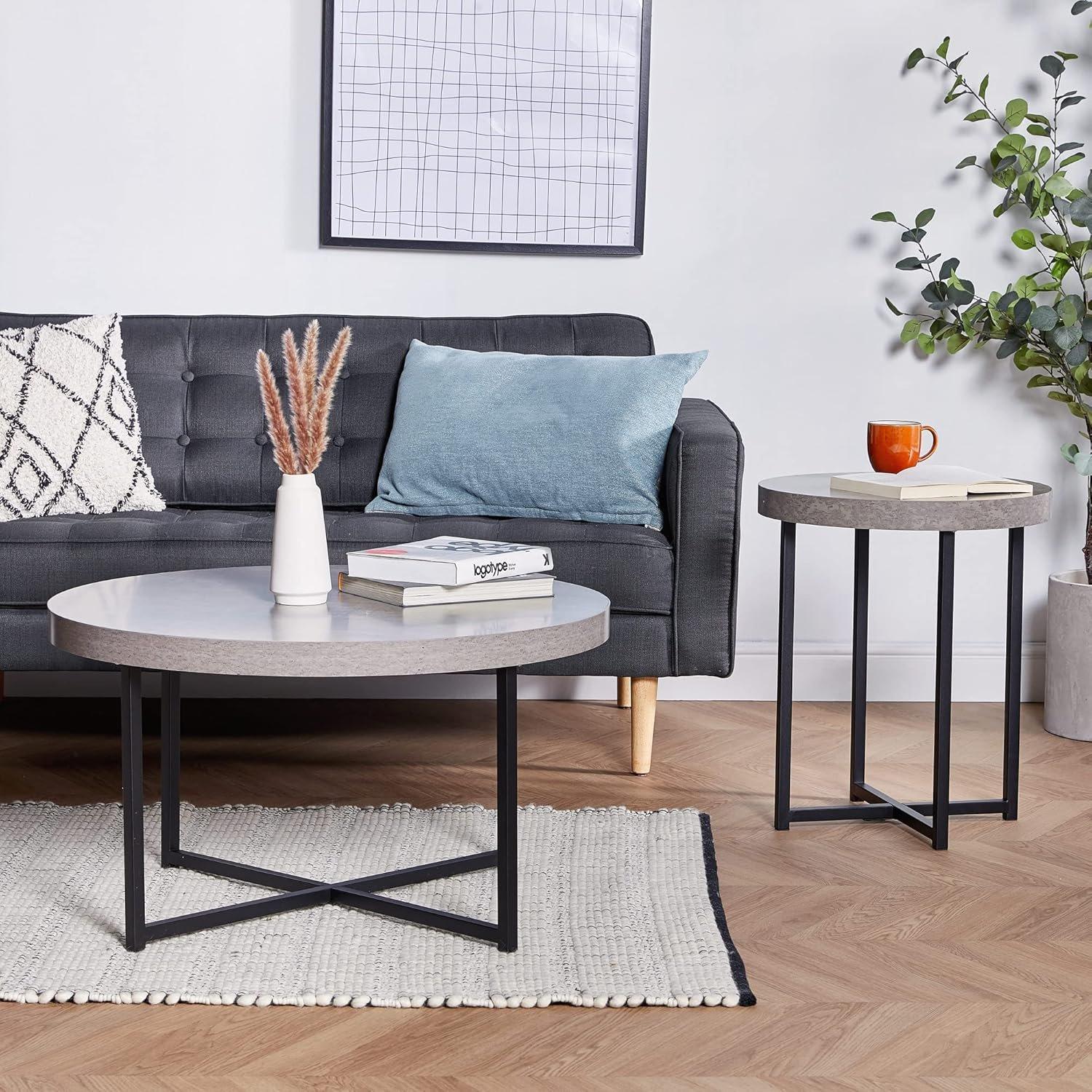 Grey - VonHaus - VonHaus Concrete Look Coffee Table for Living Room - 6