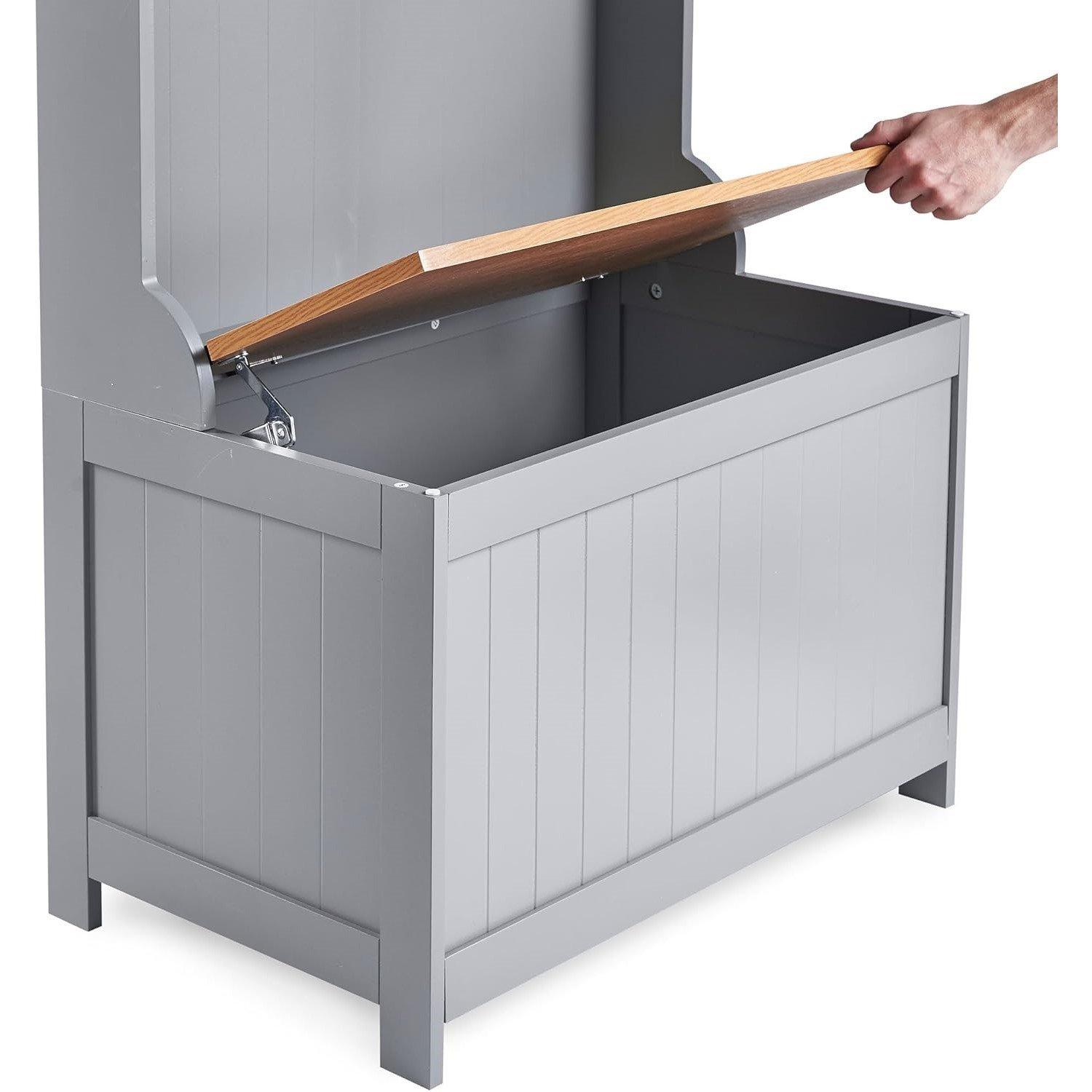 Grey - VonHaus - VonHaus Coat Rack Stand & Shoe Storage Bench - 9