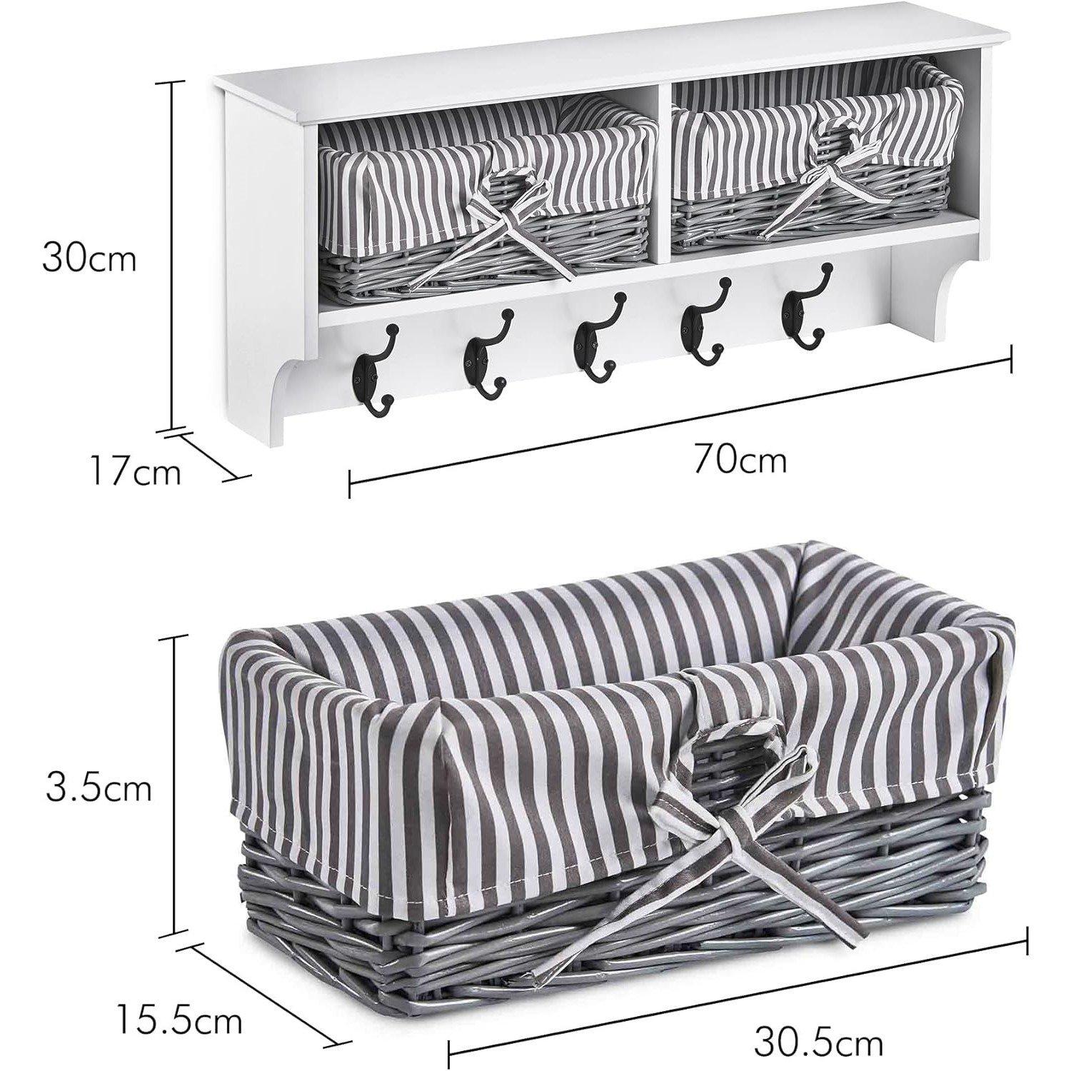 White - VonHaus - Coat Hooks Wall Mounted - White Coat Rack - 4