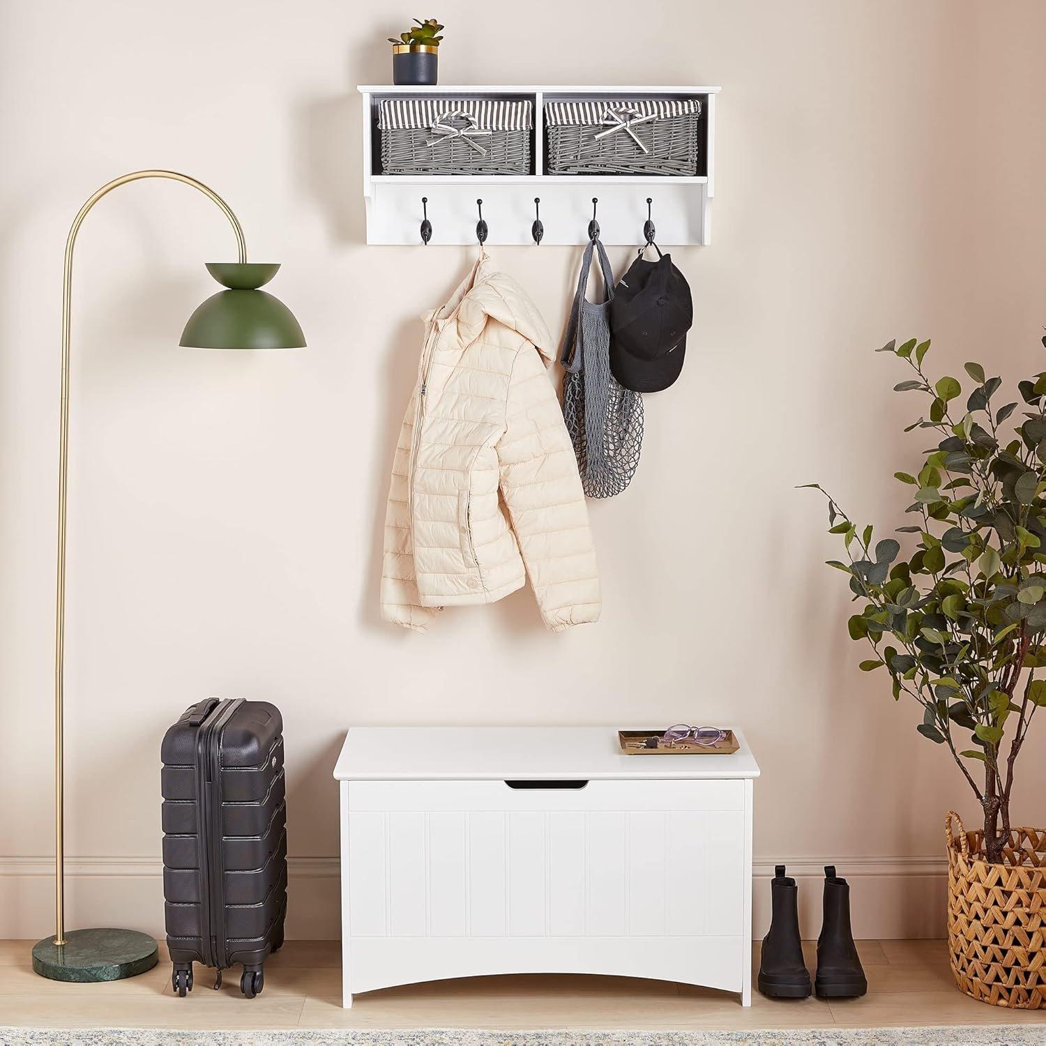 White - VonHaus - Coat Hooks Wall Mounted - White Coat Rack - 7