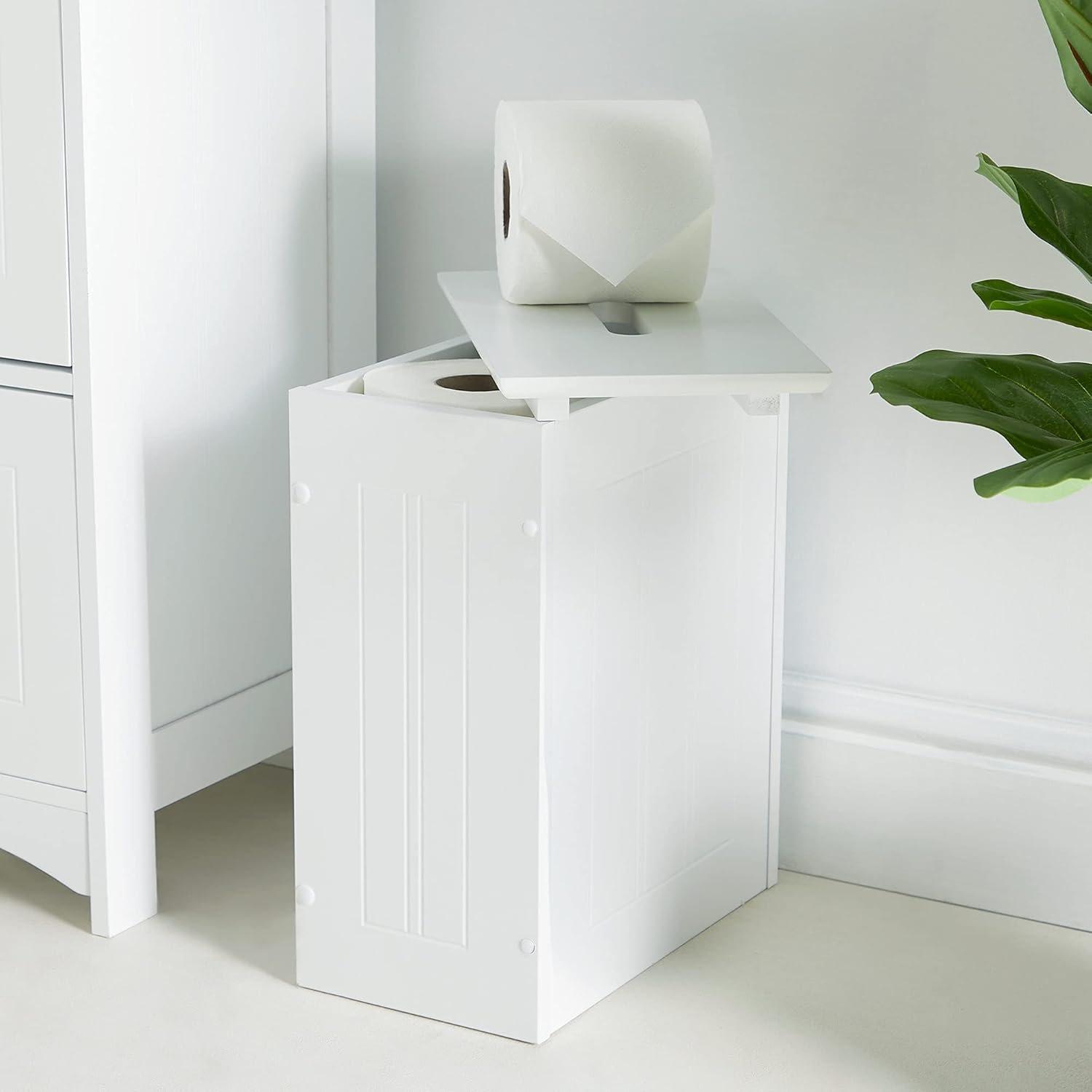 White - VonHaus - VonHaus Holbrook White Slimline Storage Hamper - 7