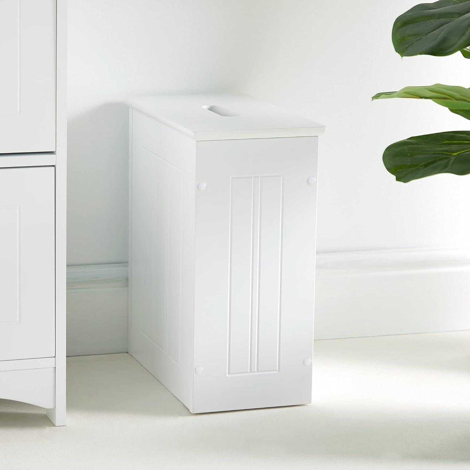 White - VonHaus - VonHaus Holbrook White Slimline Storage Hamper - 8
