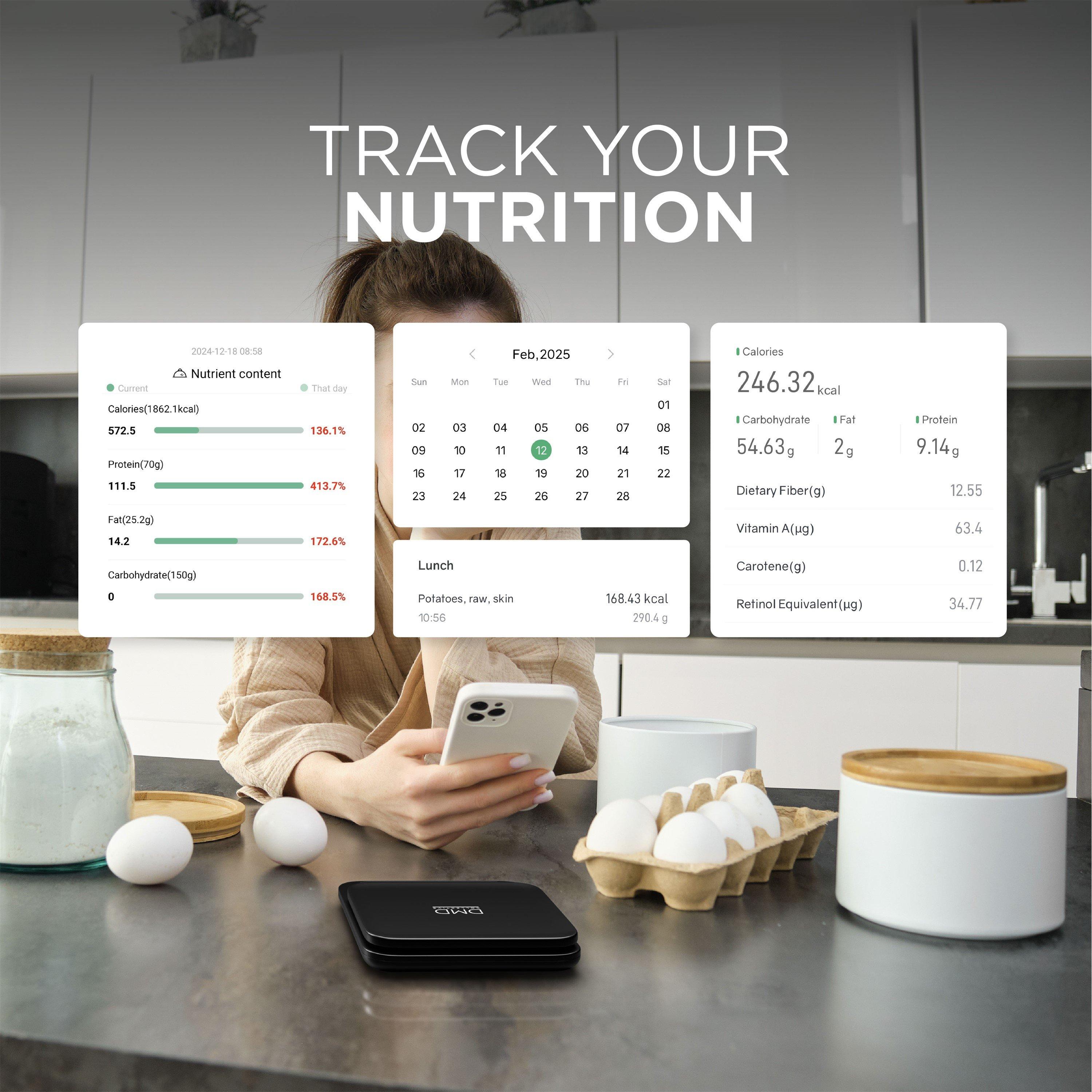 Black - DMD Collective - Smart Kitchen Scale with Nutritional Calculator - 3