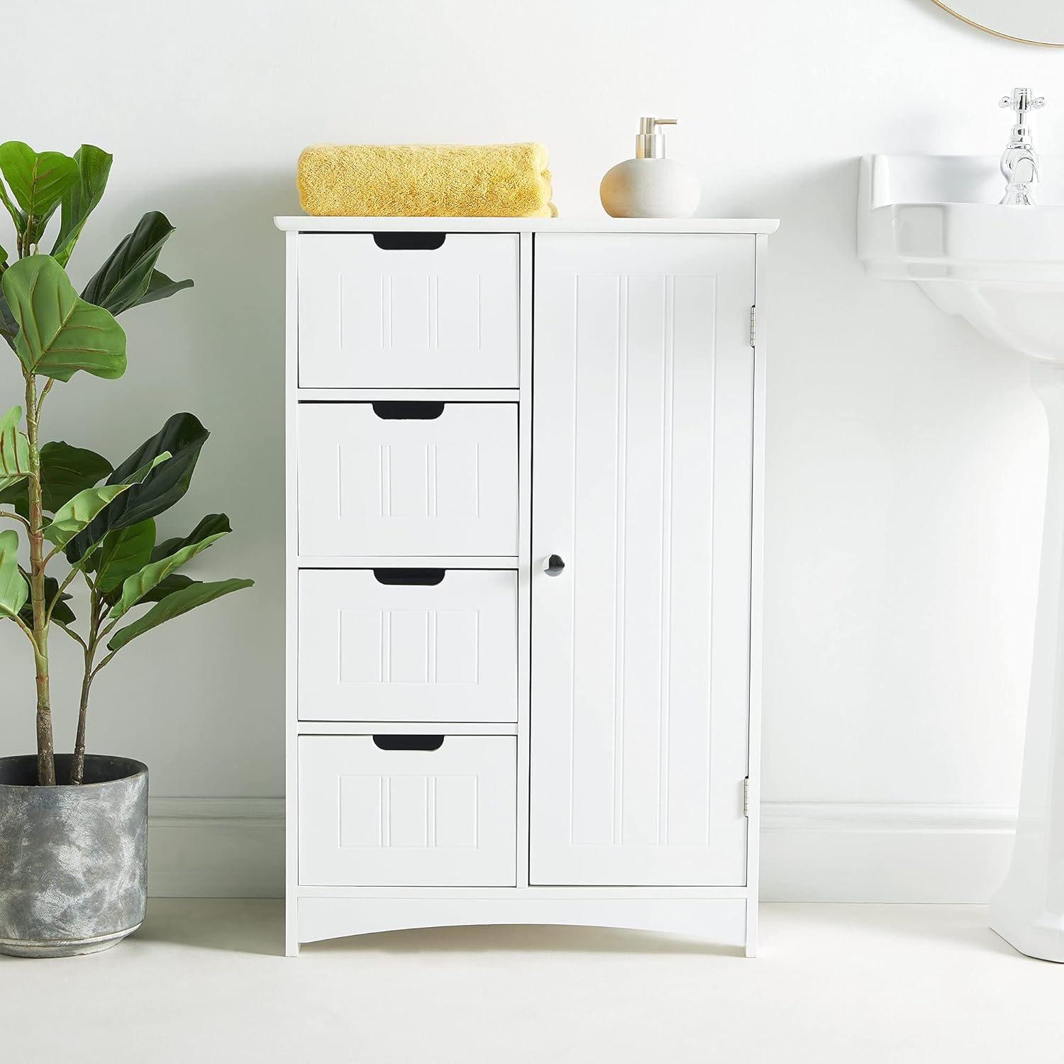 White - VonHaus - Bathroom Floor Cabinet - White Holbrook - 2