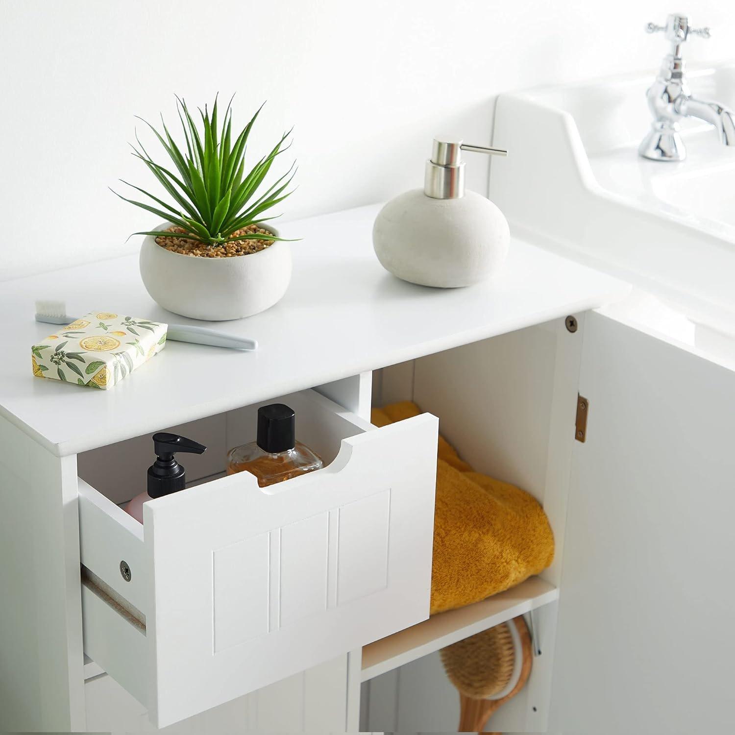 White - VonHaus - Bathroom Floor Cabinet - White Holbrook - 4
