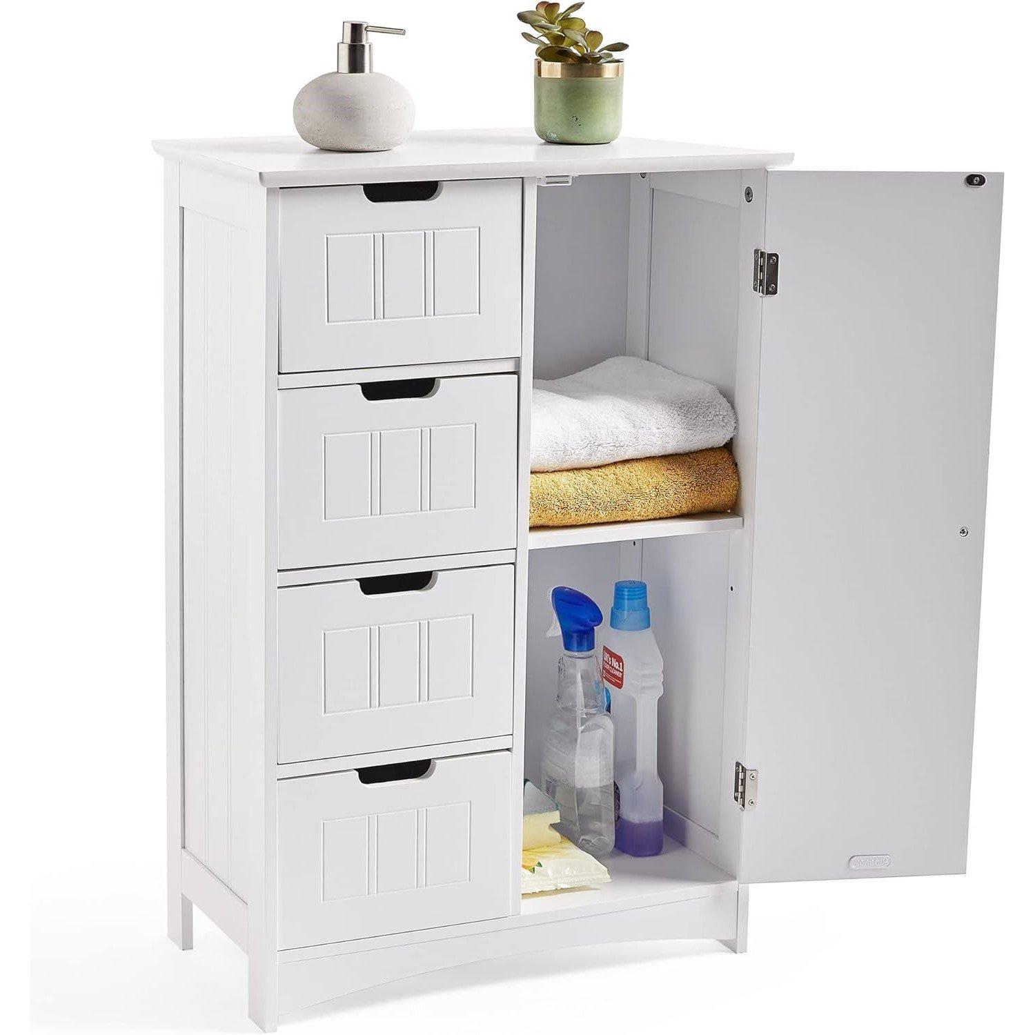 White - VonHaus - Bathroom Floor Cabinet - White Holbrook - 5