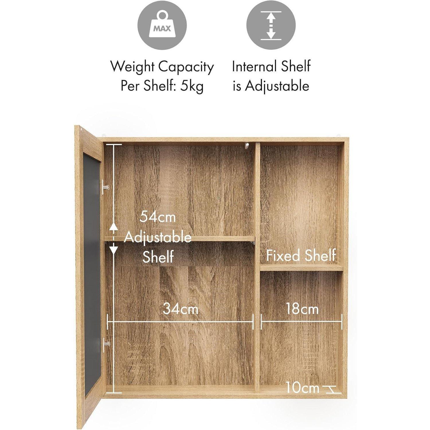 Brown - VonHaus - VonHaus Bathroom Mirror Cabinet - Chester Range - 7