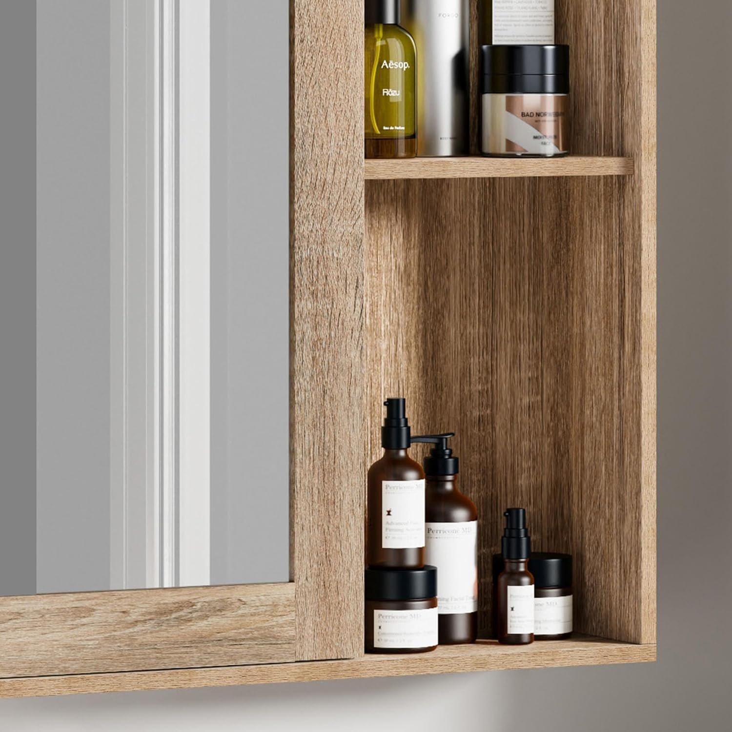Brown - VonHaus - VonHaus Bathroom Mirror Cabinet - Chester Range - 8