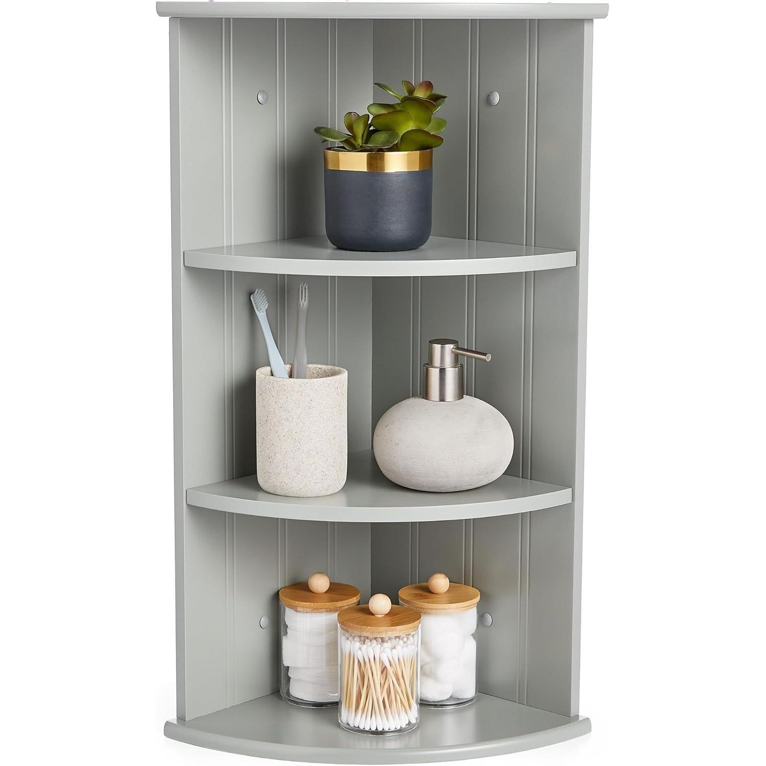 Grey - VonHaus - VonHaus Grey Corner Shelf - Shrewsbury Range - 1