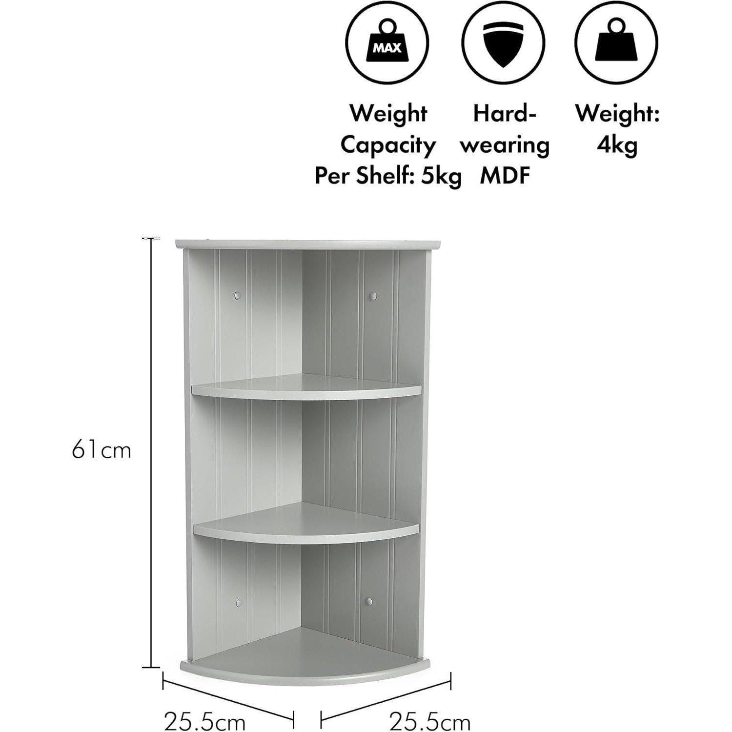 Grey - VonHaus - VonHaus Grey Corner Shelf - Shrewsbury Range - 3