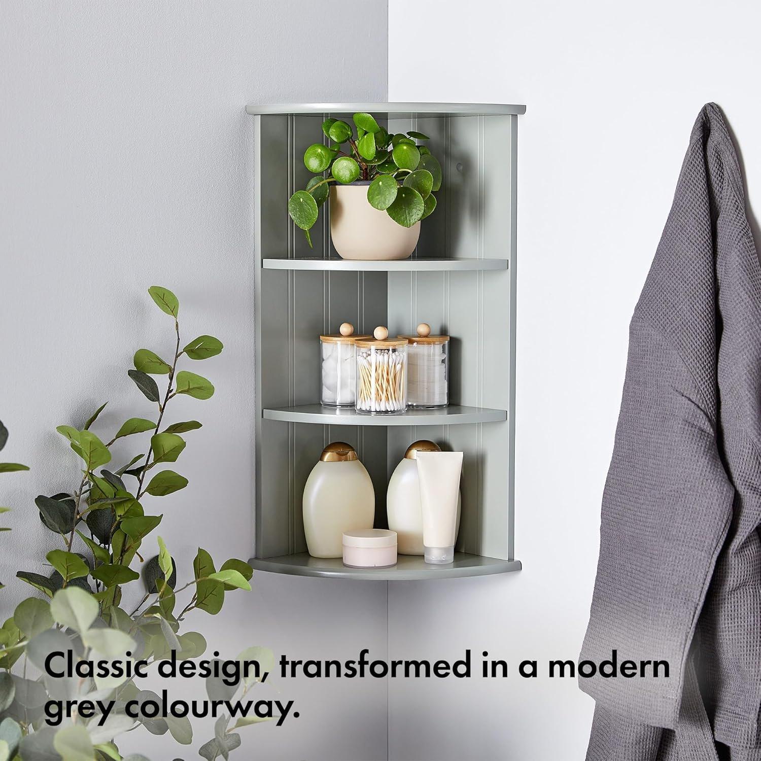 Grey - VonHaus - VonHaus Grey Corner Shelf - Shrewsbury Range - 4