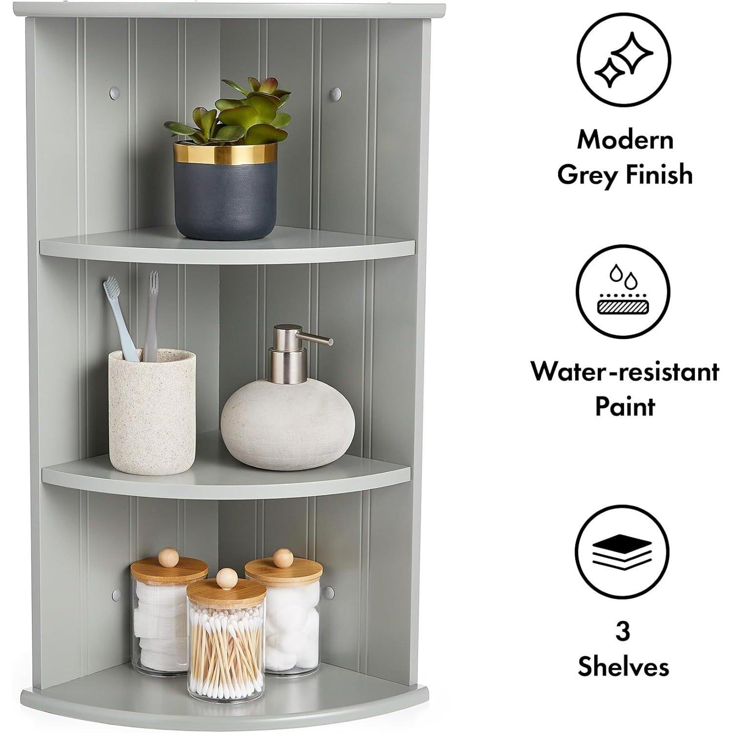 Grey - VonHaus - VonHaus Grey Corner Shelf - Shrewsbury Range - 5