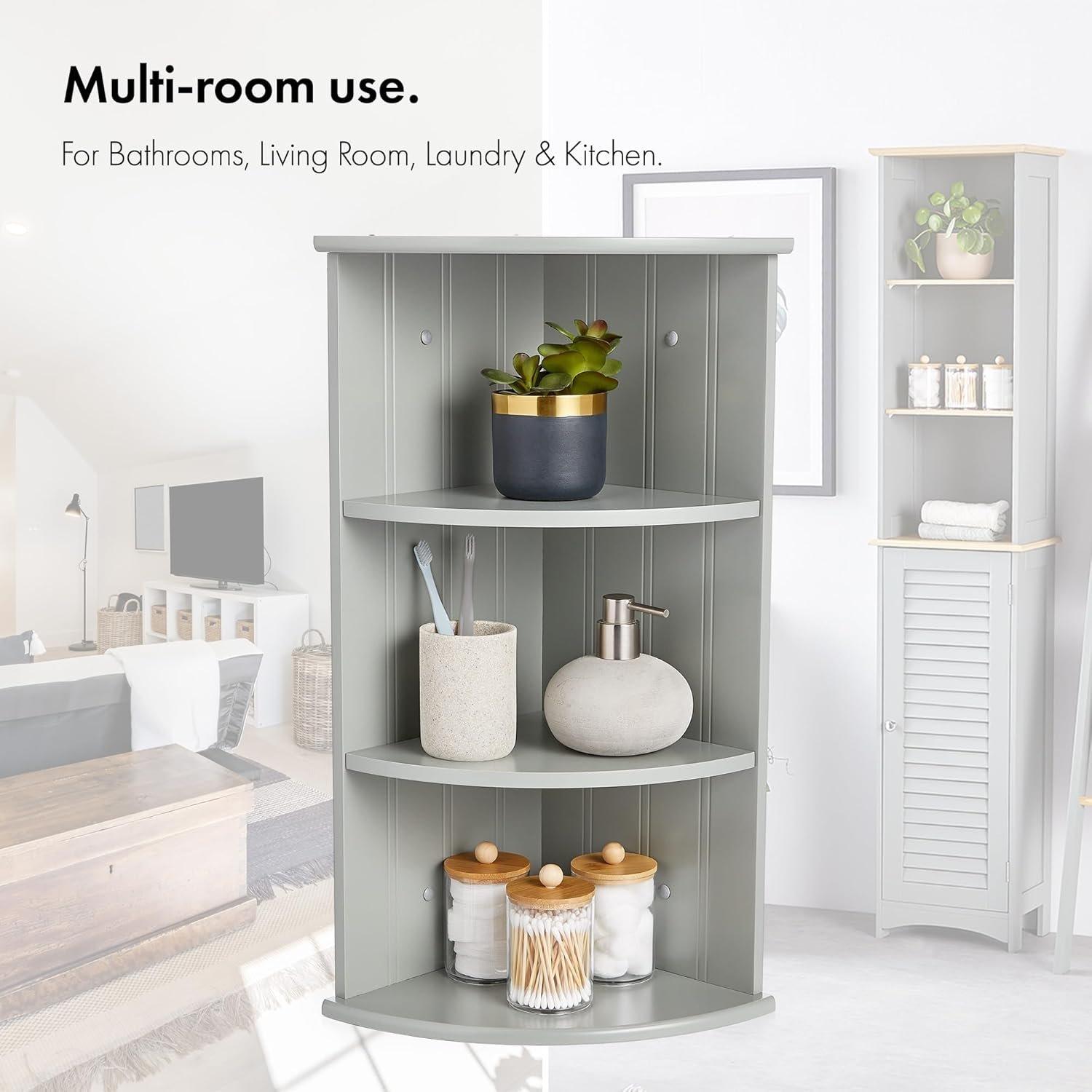 Grey - VonHaus - VonHaus Grey Corner Shelf - Shrewsbury Range - 6