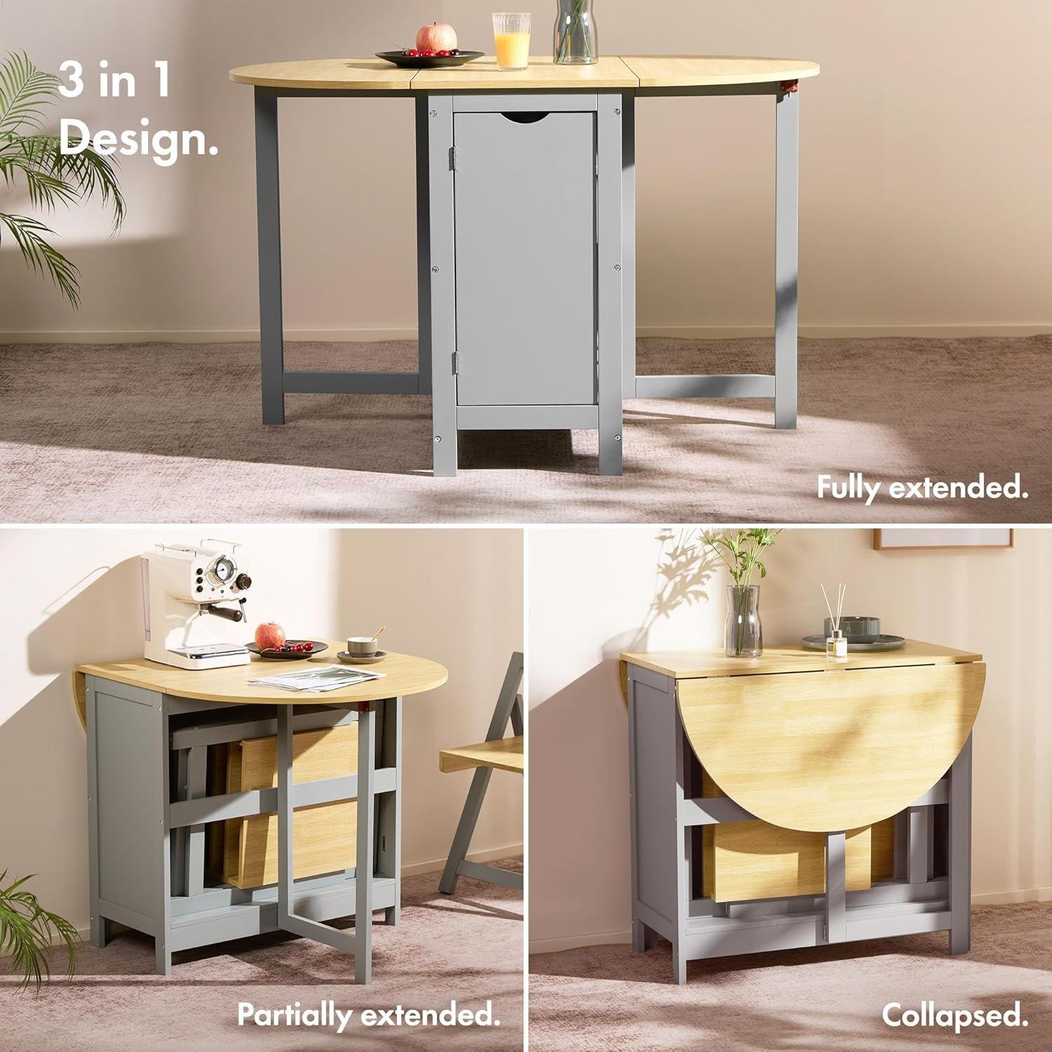 Grey - VonHaus - Firbeck Folding Table and Chairs - 3