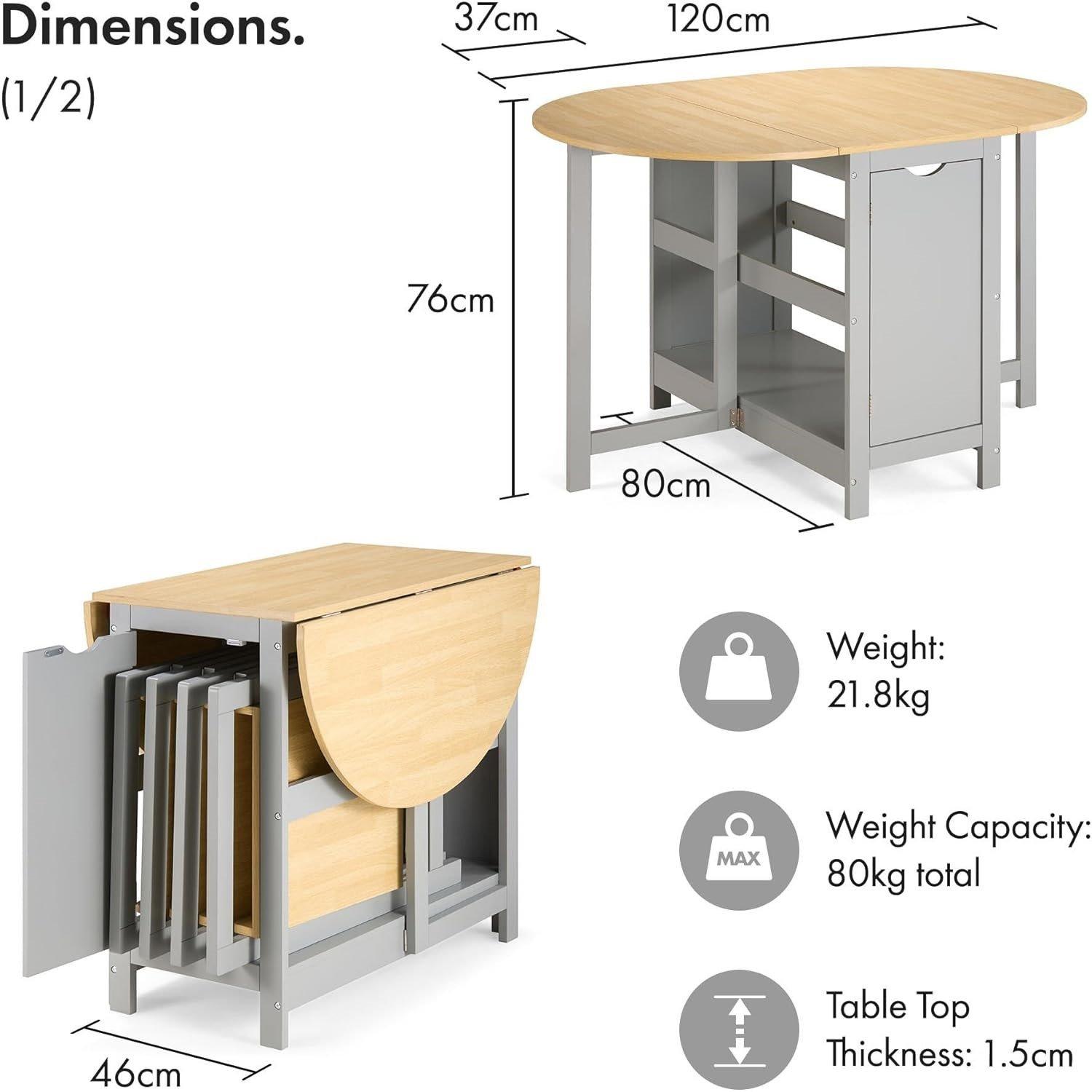 Grey - VonHaus - Firbeck Folding Table and Chairs - 7
