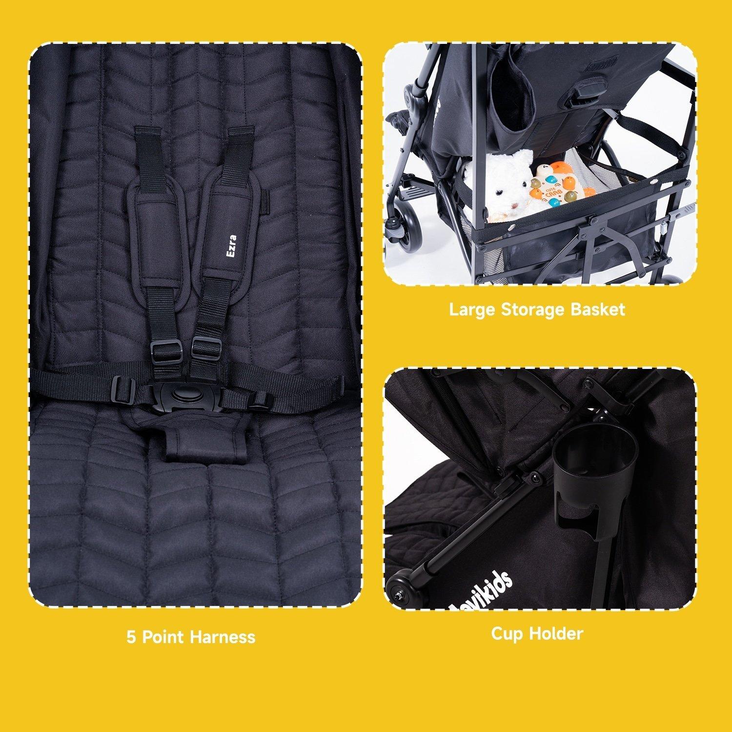 Black - JoviKids - JoviKids Ezra Stroller - Black - 3